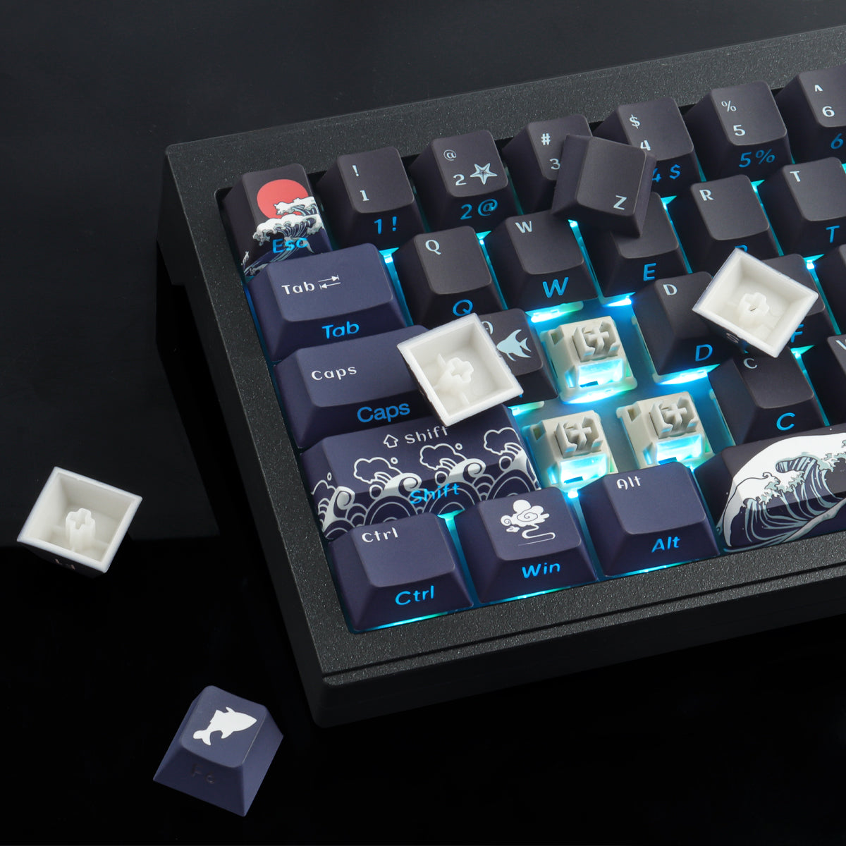 Black Coral Sea Side Light Keycaps - joorkey