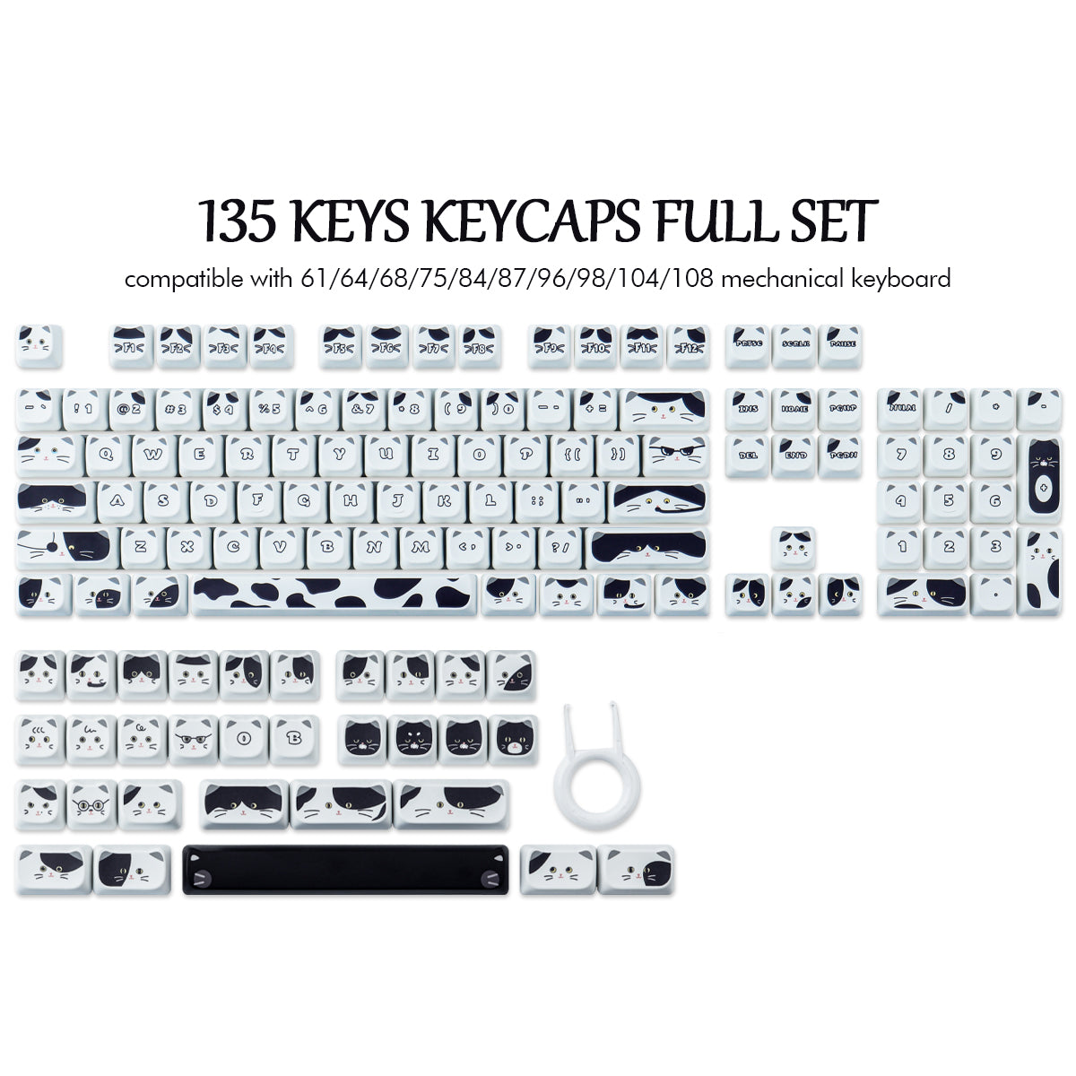 Black White Kitten keycaps - joorkey