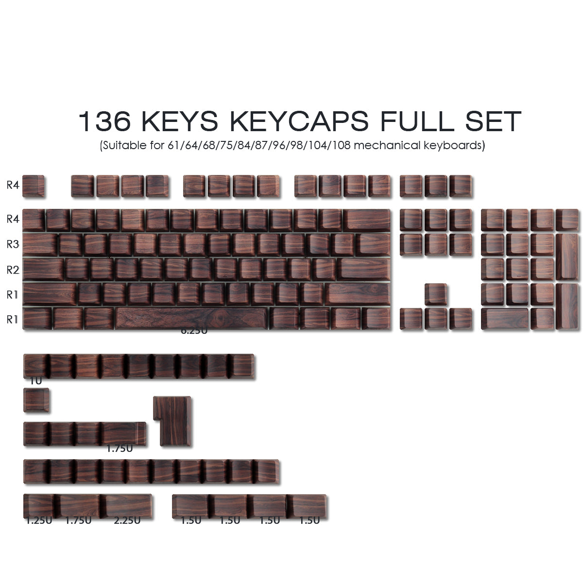 Wood Grain Side light keycaps - joorkey