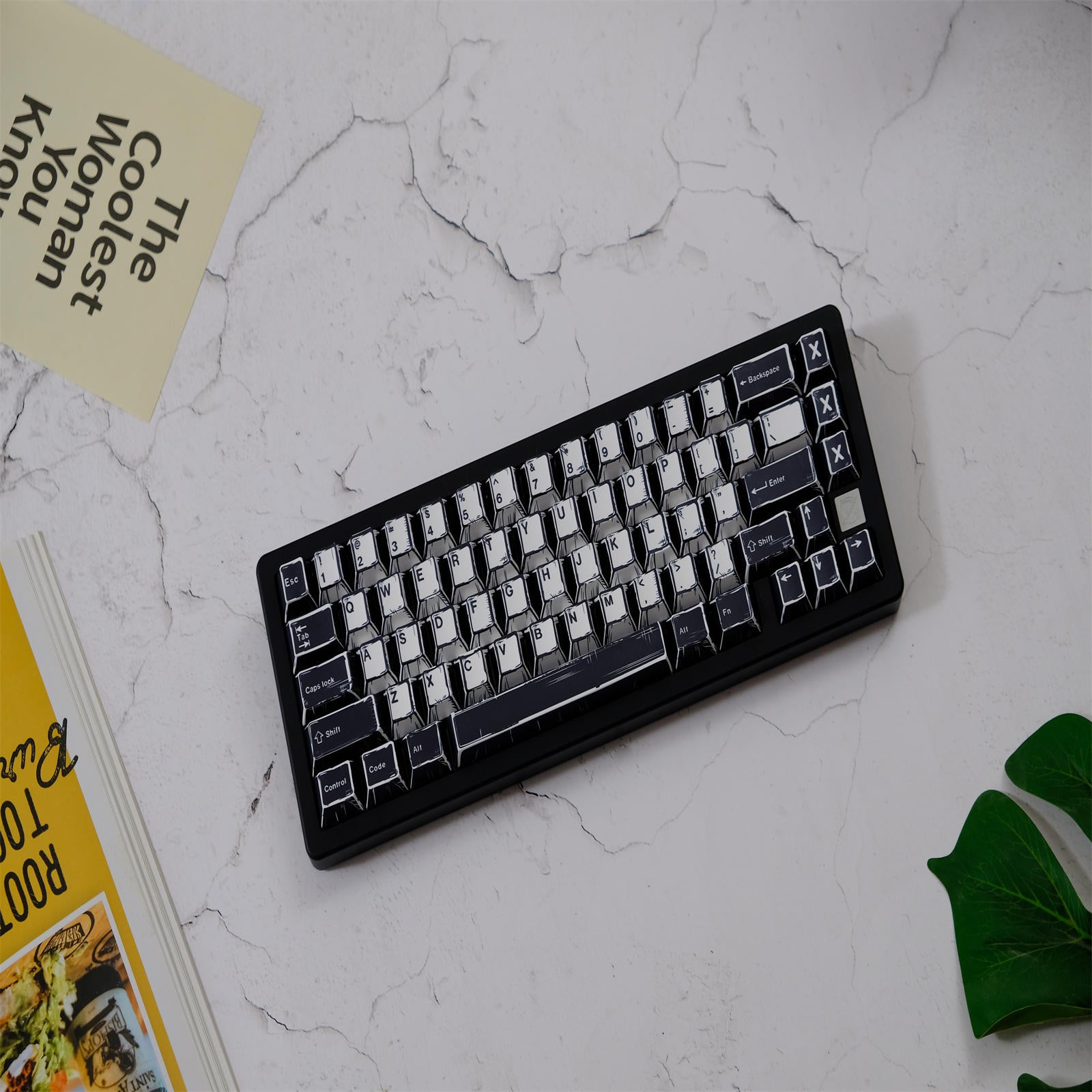 WOB Black White Comic Style Keycaps - joorkey