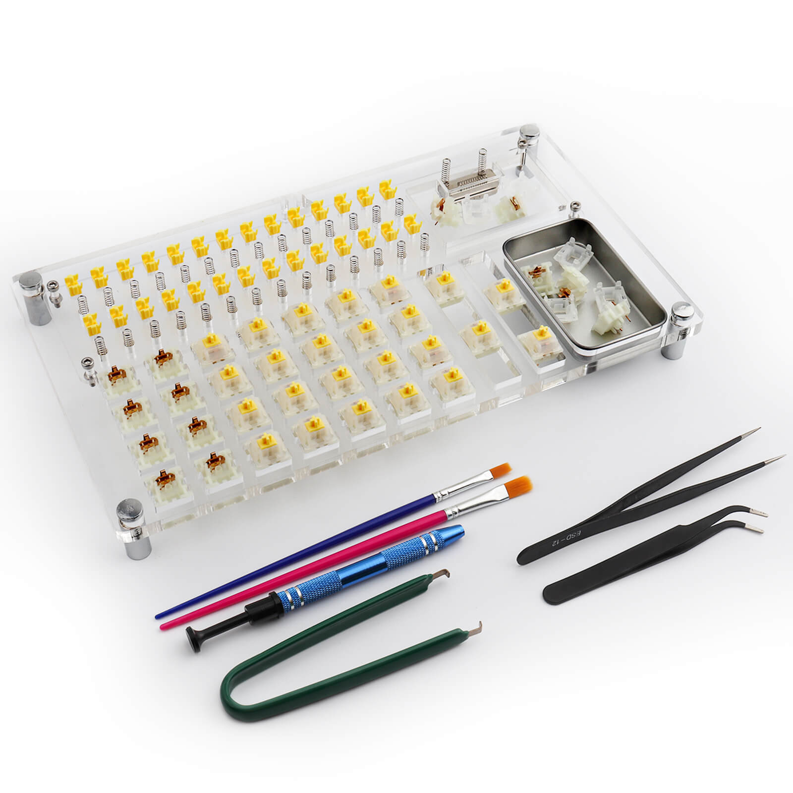 JakeTsai Schmierstation Für Mechanische Tastaturschalter – Mit Öffner, Pinzette Und 28 Plätzen