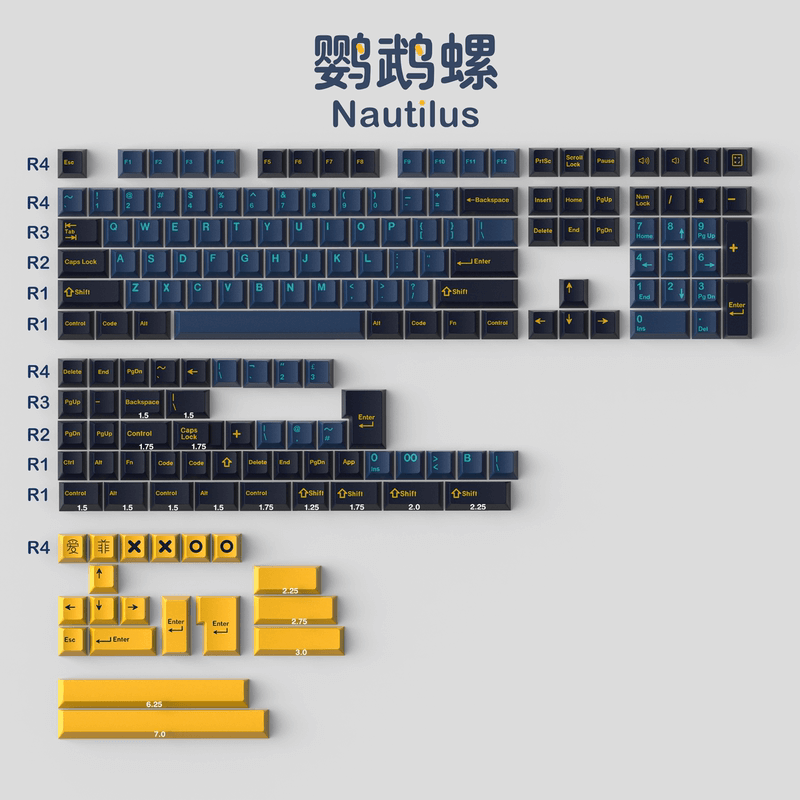 Double shot ABS Nautilus Keycaps Set - joorkey