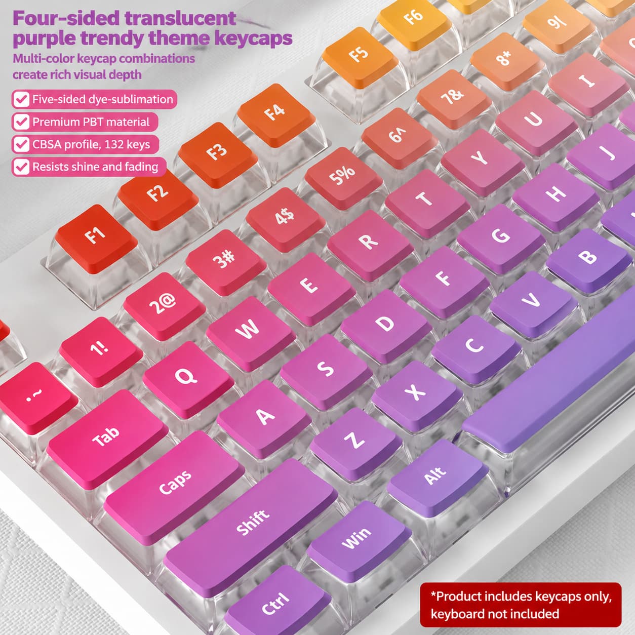 Purple Ripple Four-Sided Backlight Keycaps