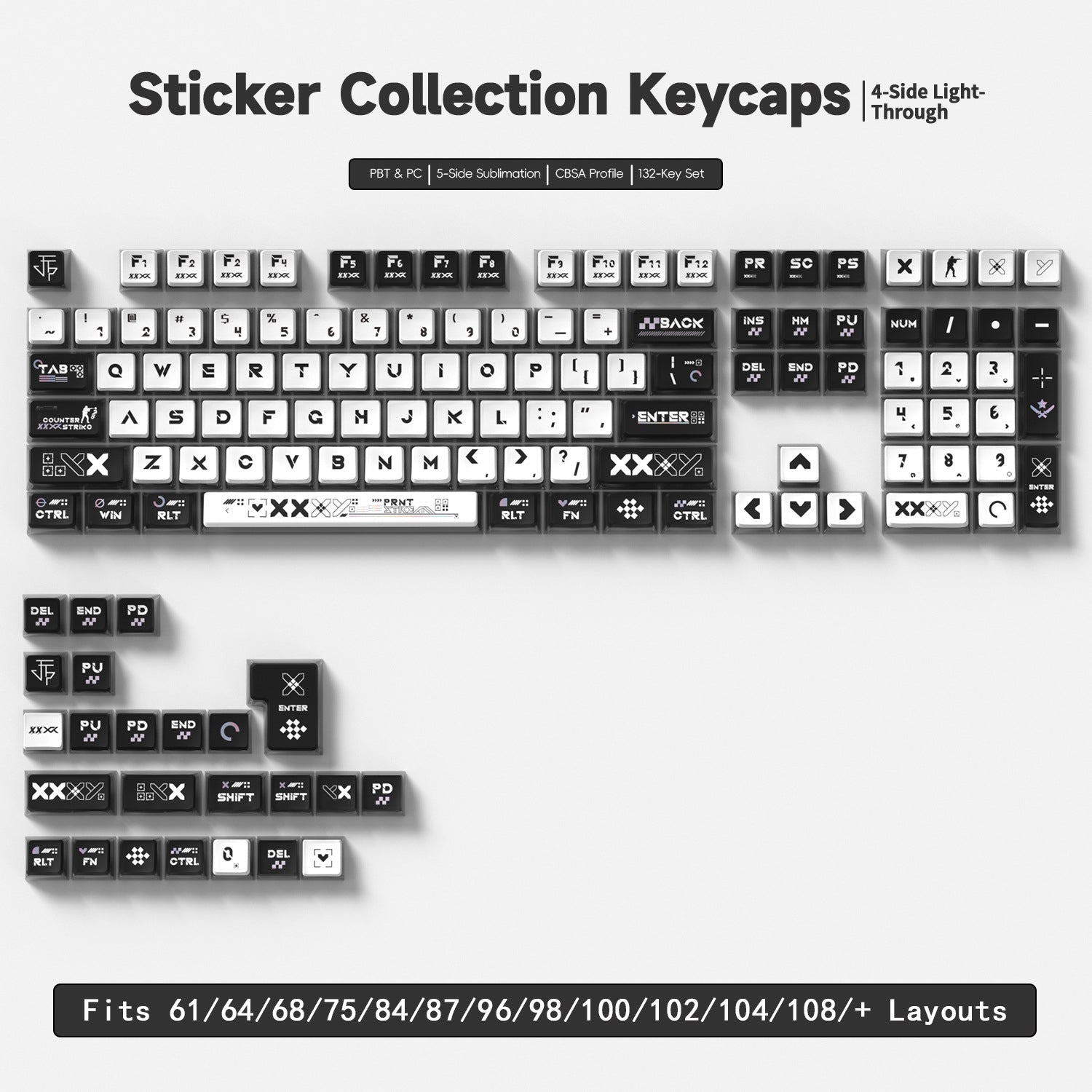 Sticker Collection Four-Sided Backlight Keycaps
