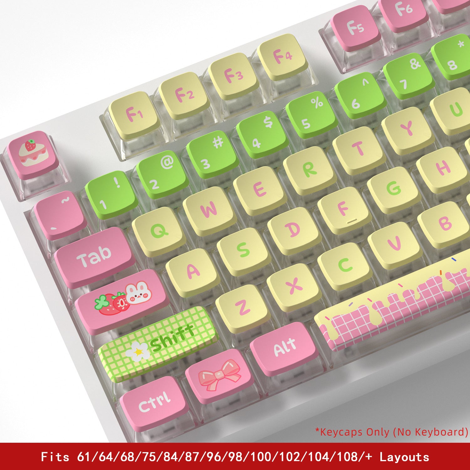 Strawberry Rabbit Four-Sided Backlight Keycaps