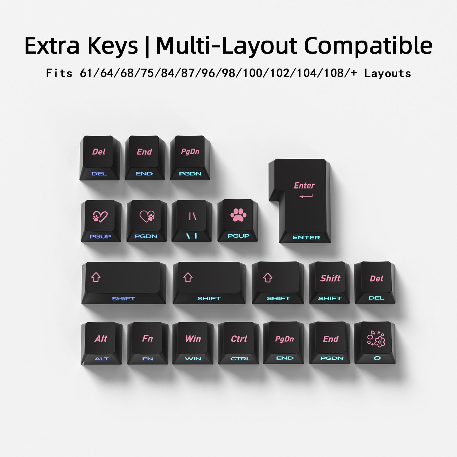 Pink Kitten Side Backlight Keycaps