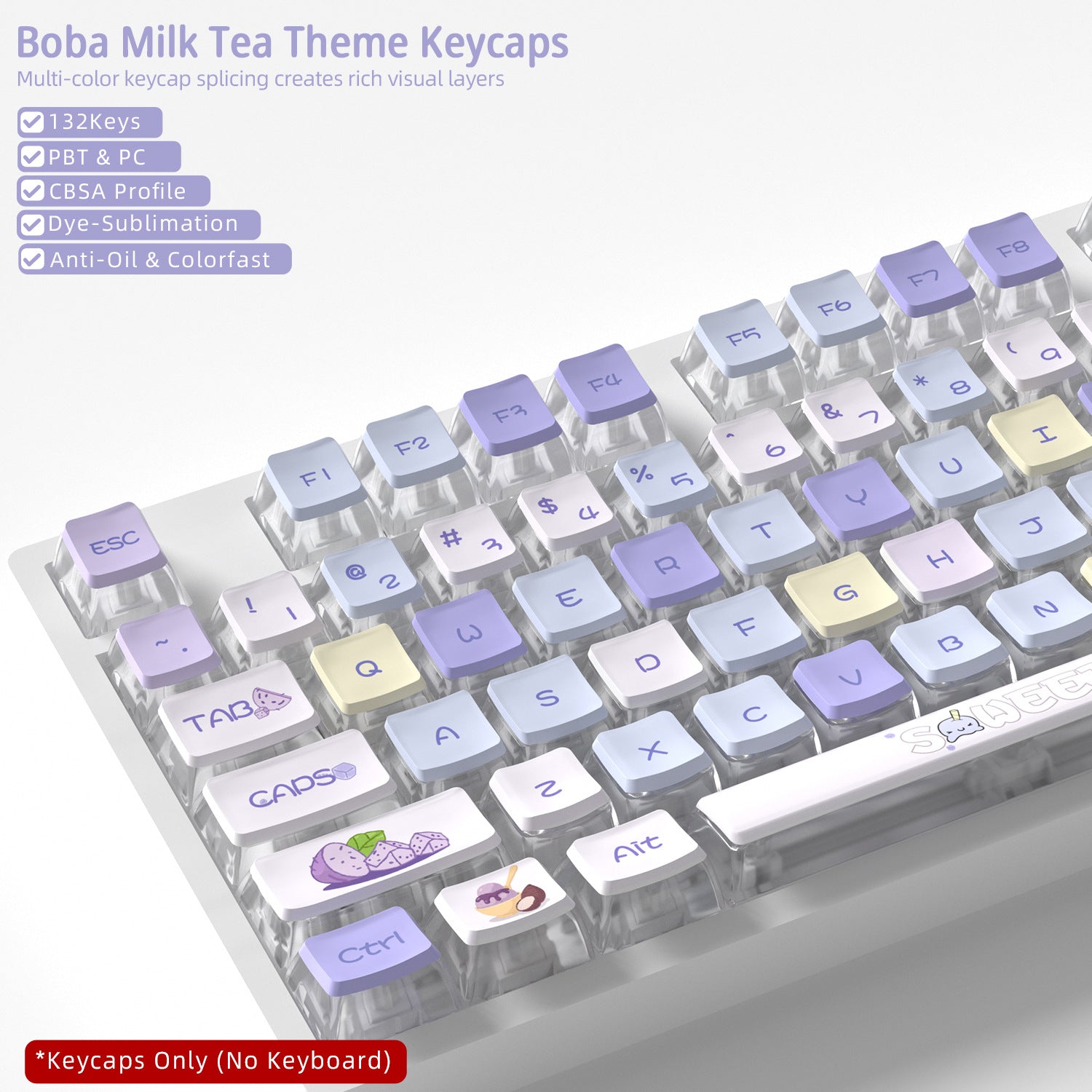 Boba Milk Tea Four-Sided Backlight Keycaps