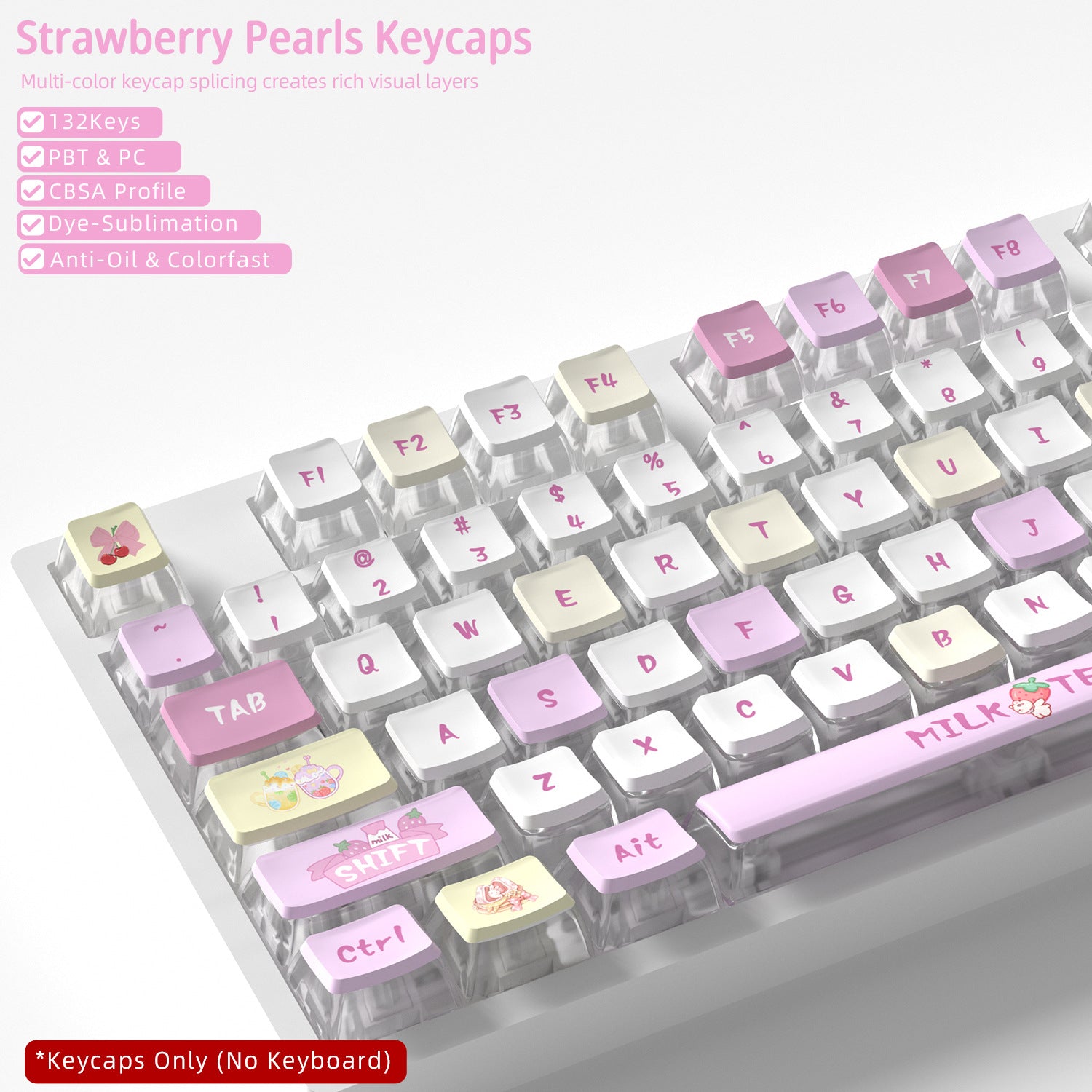 Strawberry Pearls Four-Sided Backlight Keycaps