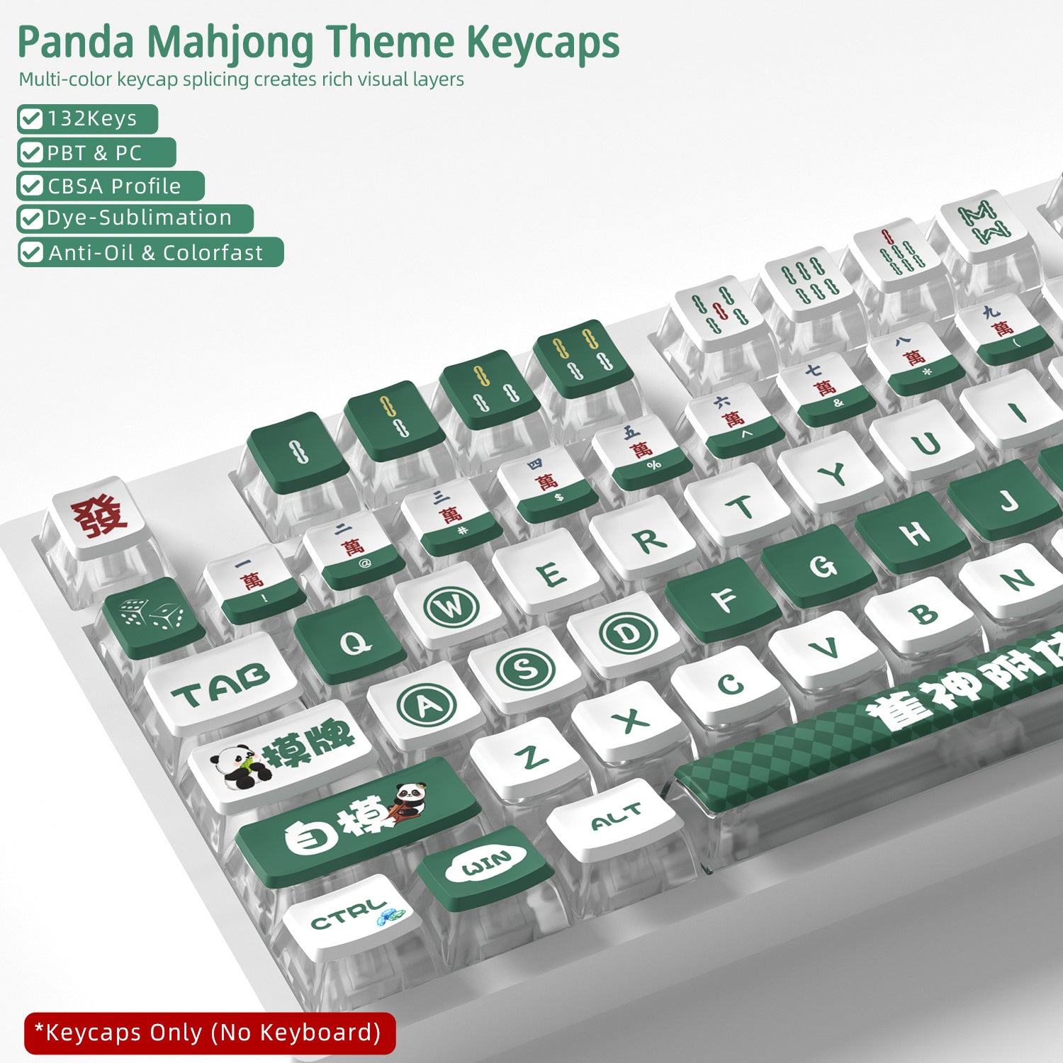 Panda Mahjong Four-Sided Backlight Keycaps