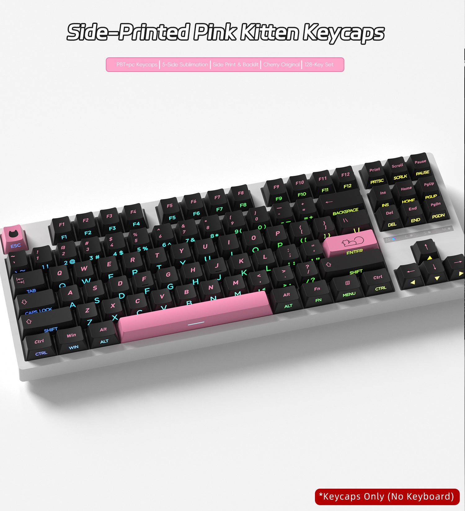 Pink Kitten Side Backlight Keycaps