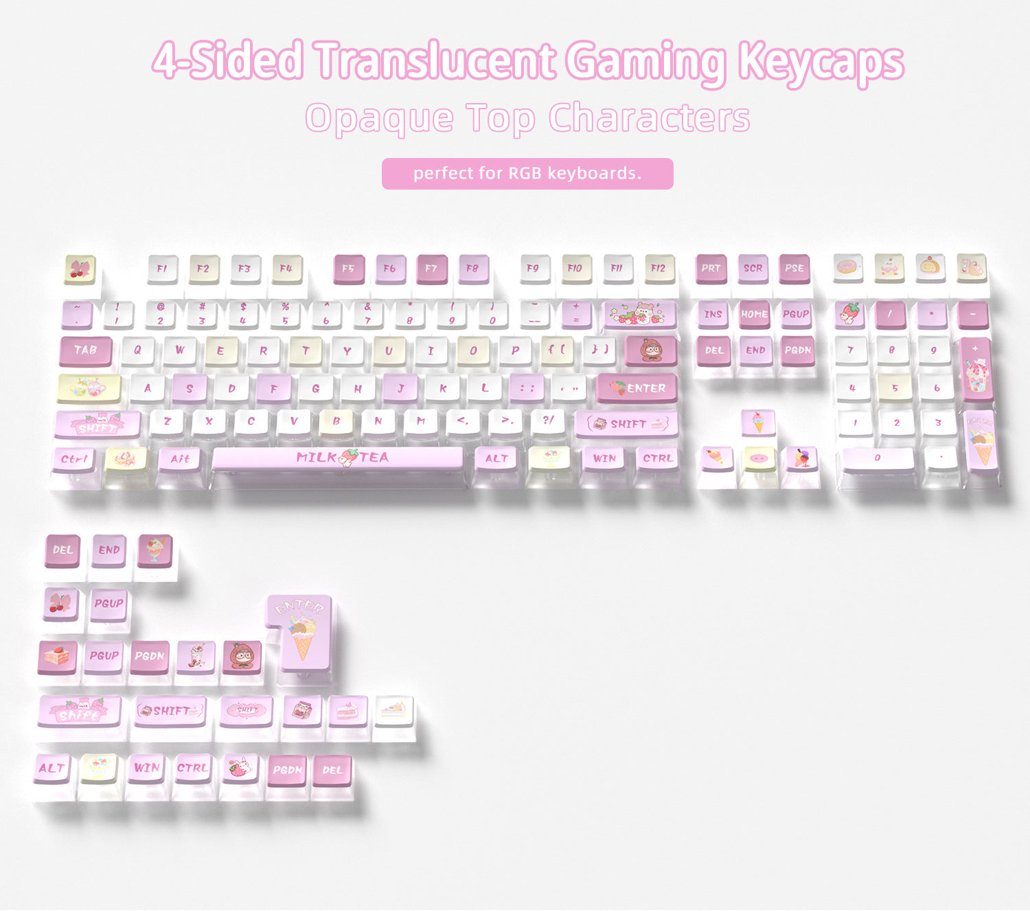 Strawberry Pearls Four-Sided Backlight Keycaps
