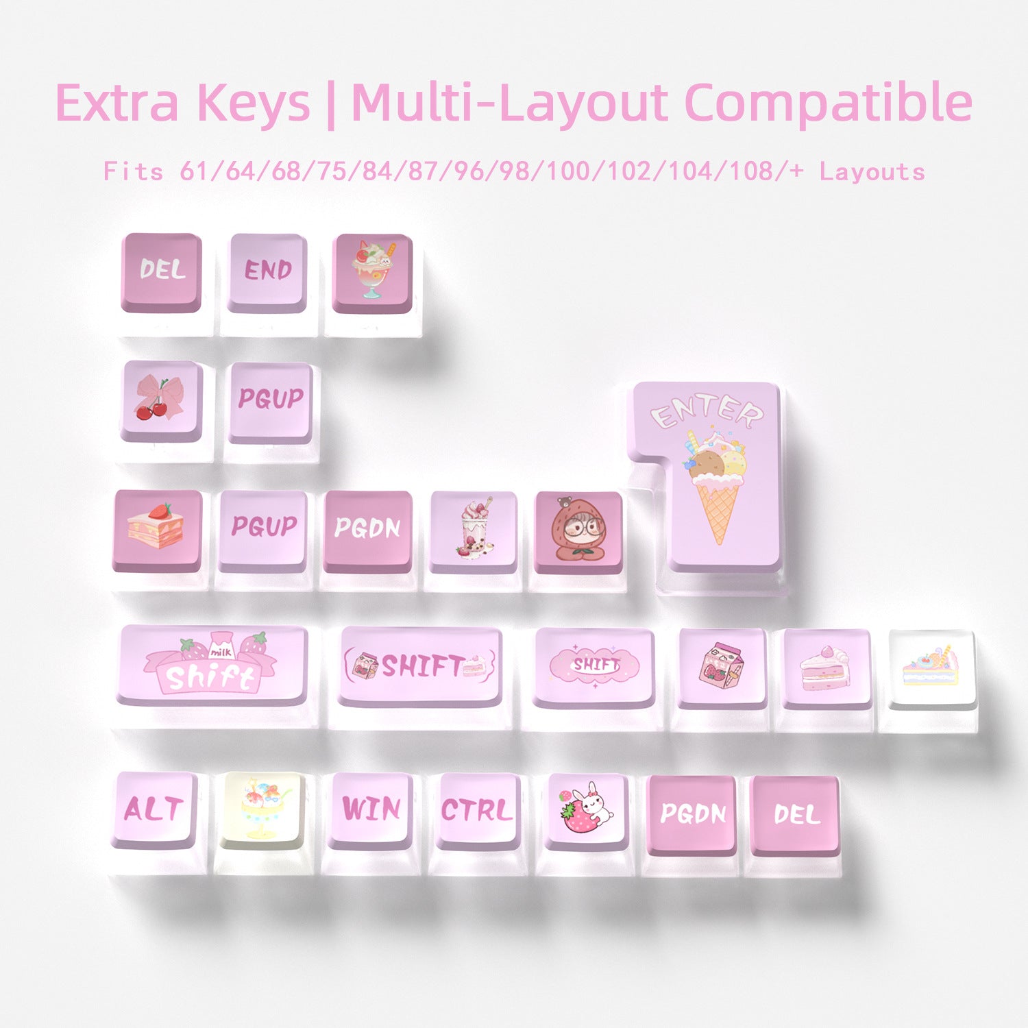 Strawberry Pearls Four-Sided Backlight Keycaps
