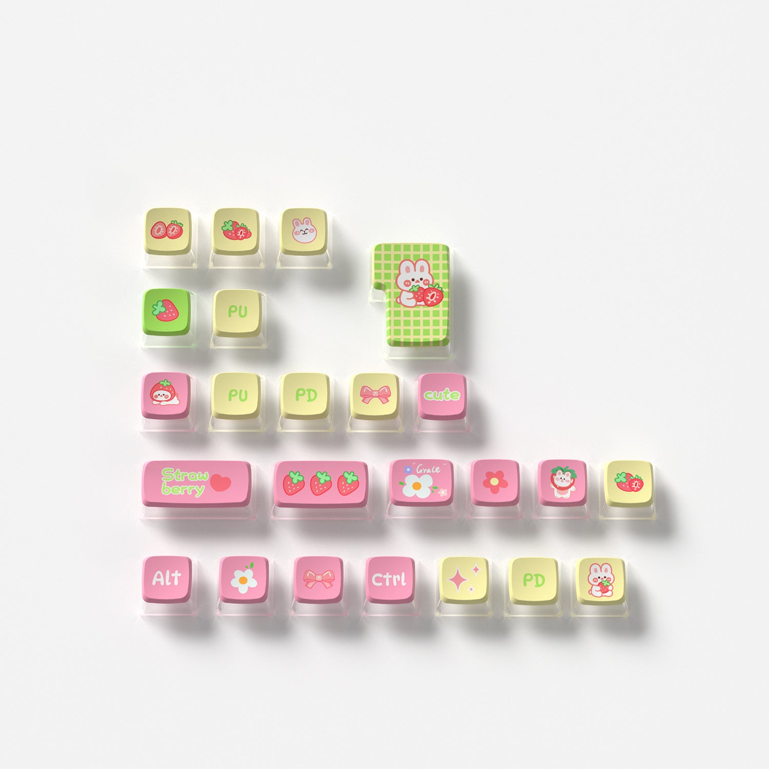 Strawberry Rabbit Four-Sided Backlight Keycaps