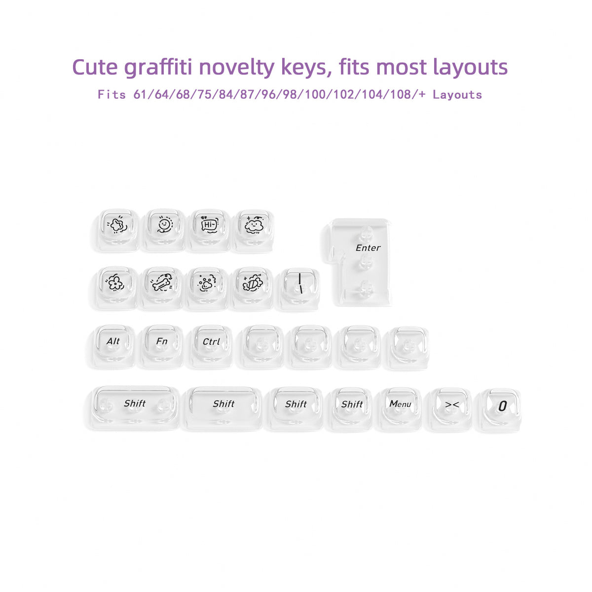 Transparent Boxed Keycaps 132 Keys PC Material MOA Profile UV Process Keycaps For MX Switch Wooting Aula F75 Mechanical Keyboard