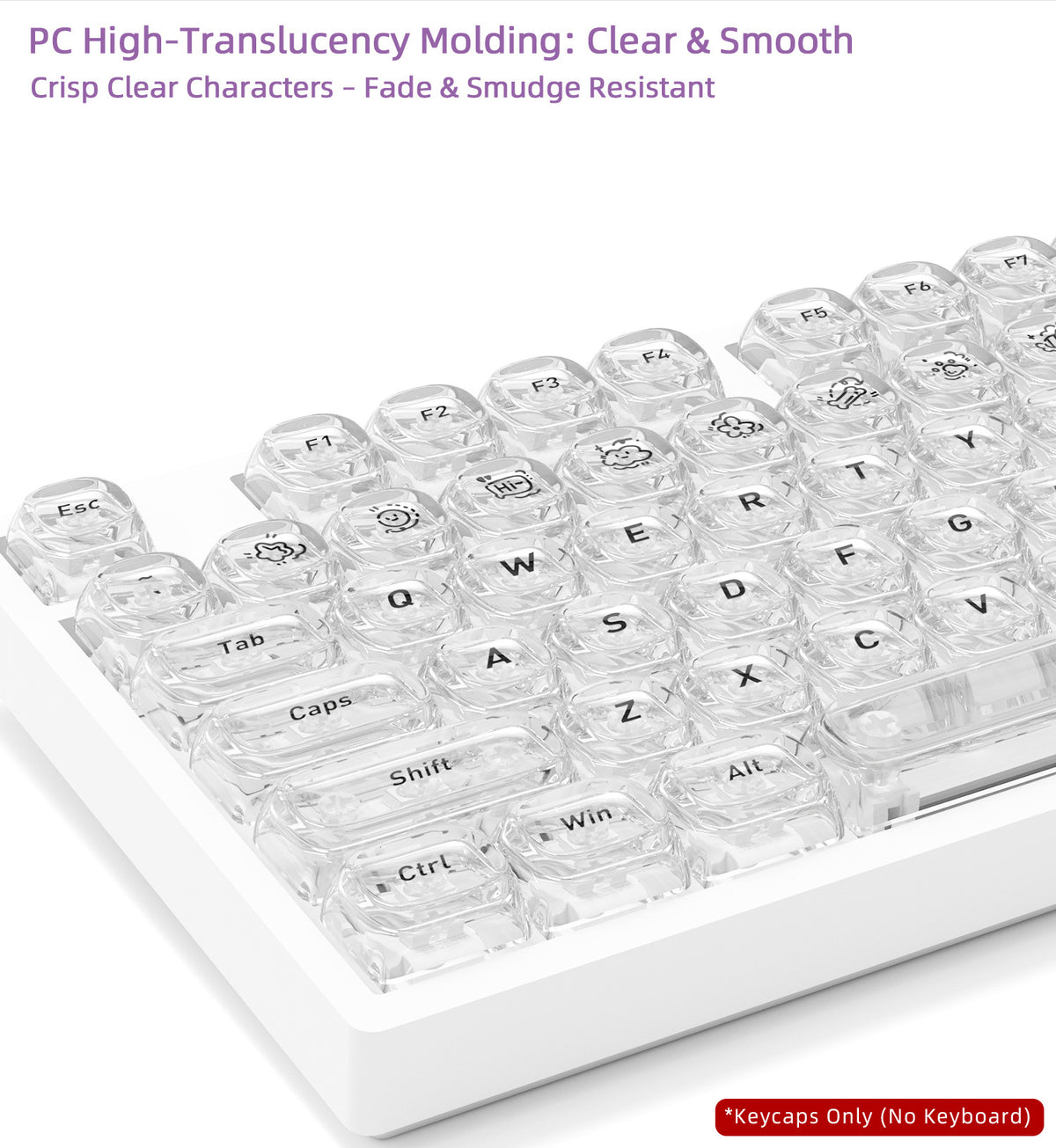 Transparent Boxed Keycaps 132 Keys PC Material MOA Profile UV Process Keycaps For MX Switch Wooting Aula F75 Mechanical Keyboard