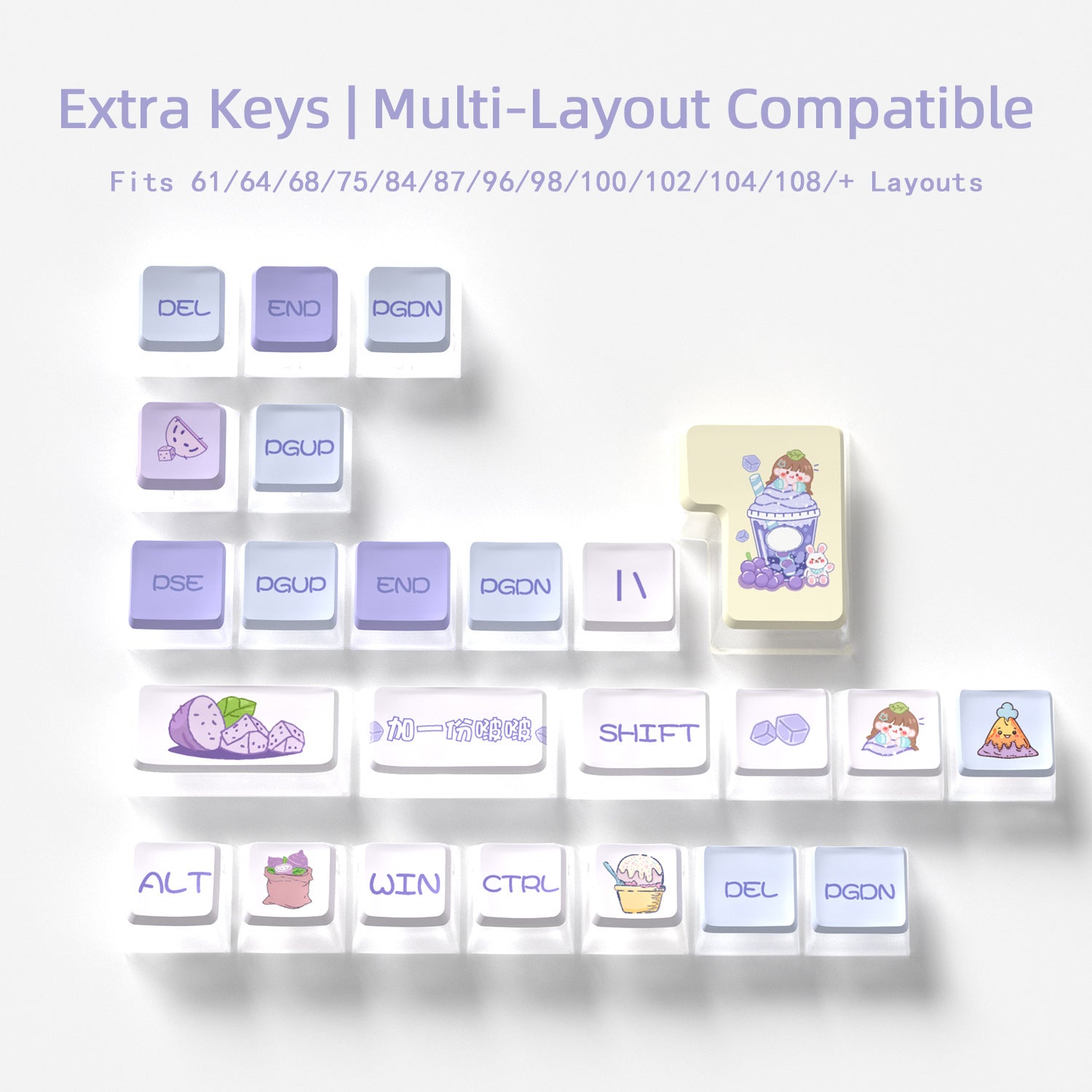 Boba Milk Tea Four-Sided Backlight Keycaps