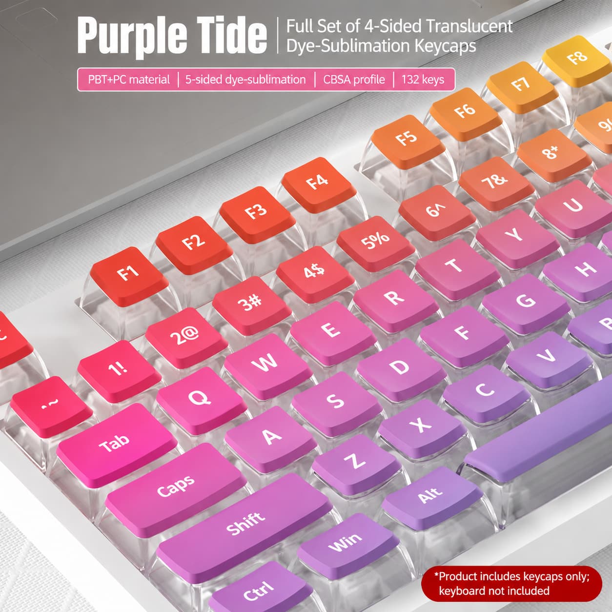Purple Ripple Four-Sided Backlight Keycaps