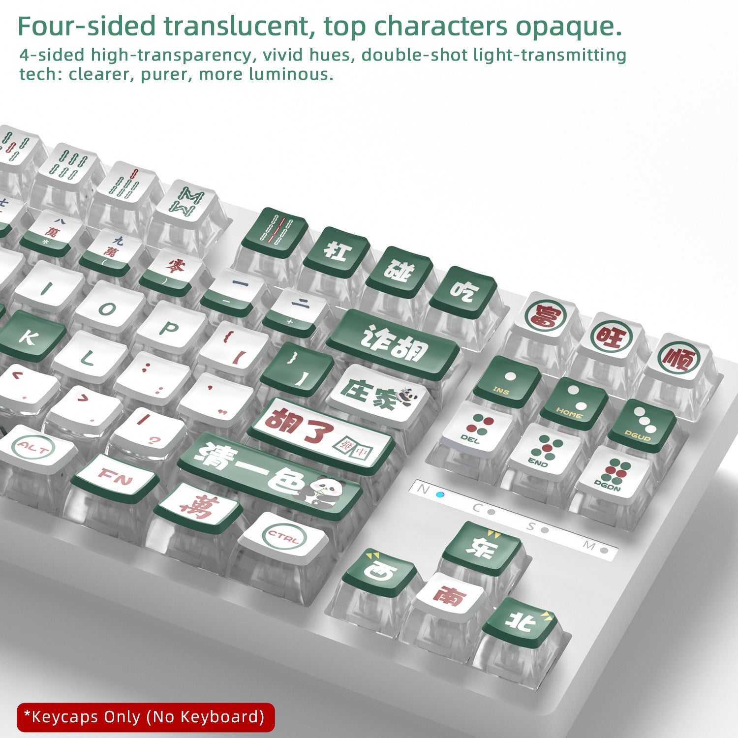 Panda Mahjong Four-Sided Backlight Keycaps
