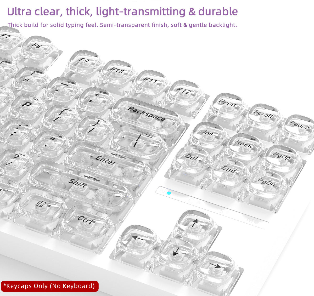 Transparent Boxed Keycaps 132 Keys PC Material MOA Profile UV Process Keycaps For MX Switch Wooting Aula F75 Mechanical Keyboard