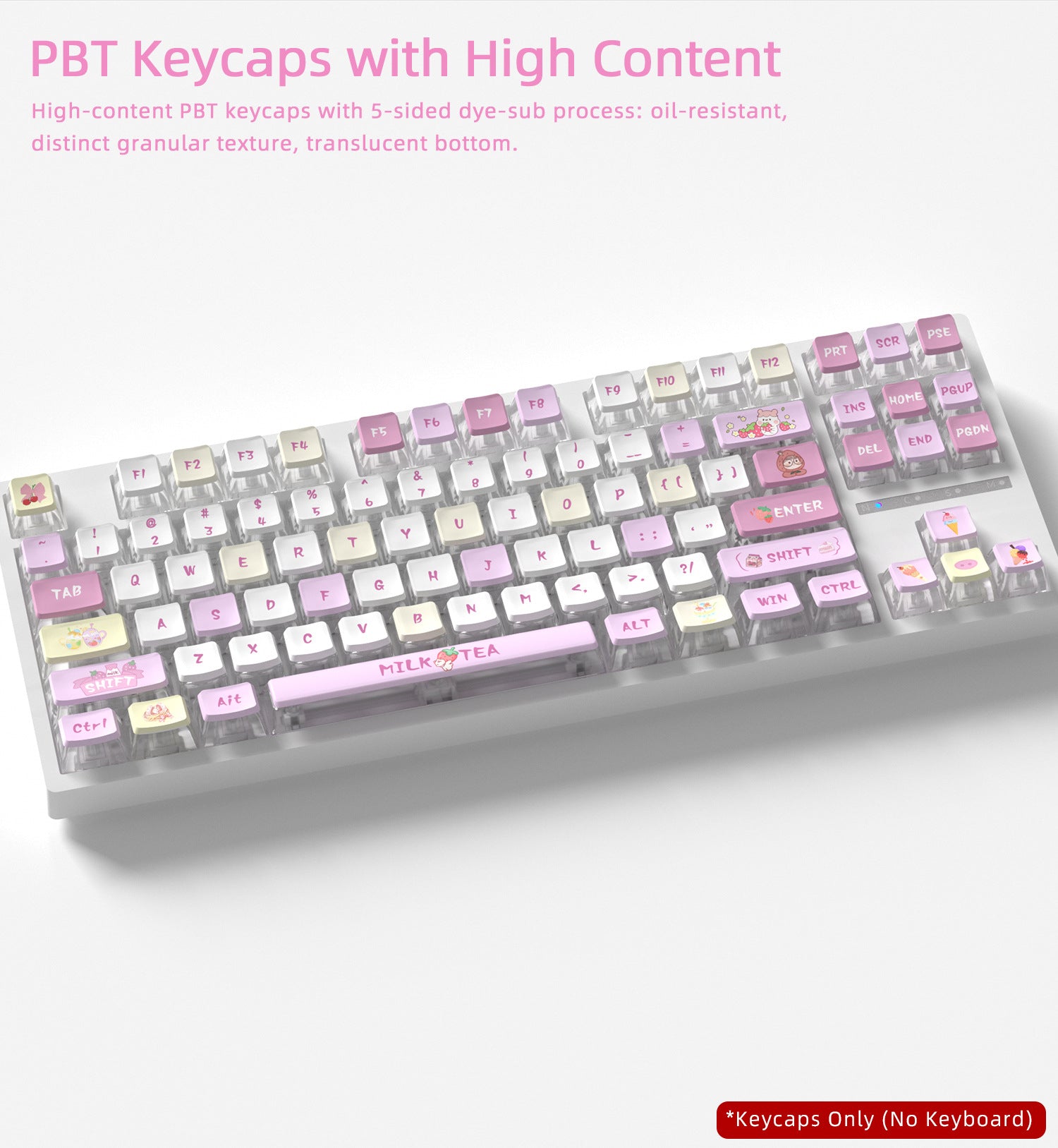 Strawberry Pearls Four-Sided Backlight Keycaps