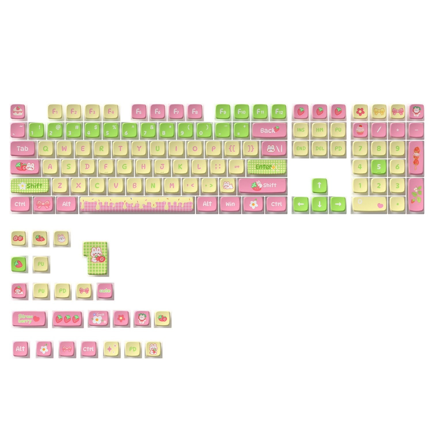 Strawberry Rabbit Four-Sided Backlight Keycaps