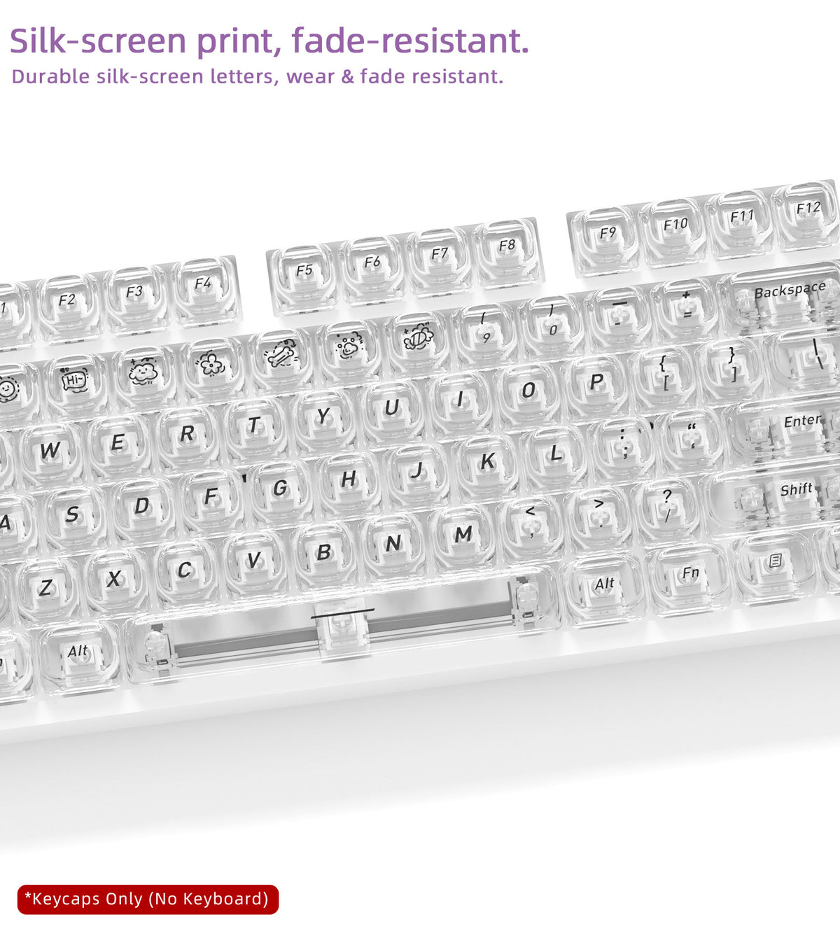 Transparent Boxed Keycaps 132 Keys PC Material MOA Profile UV Process Keycaps For MX Switch Wooting Aula F75 Mechanical Keyboard