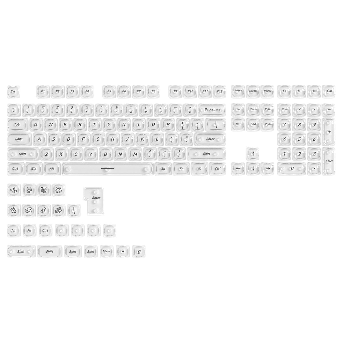 Transparent Boxed Keycaps 132 Keys PC Material MOA Profile UV Process Keycaps For MX Switch Wooting Aula F75 Mechanical Keyboard