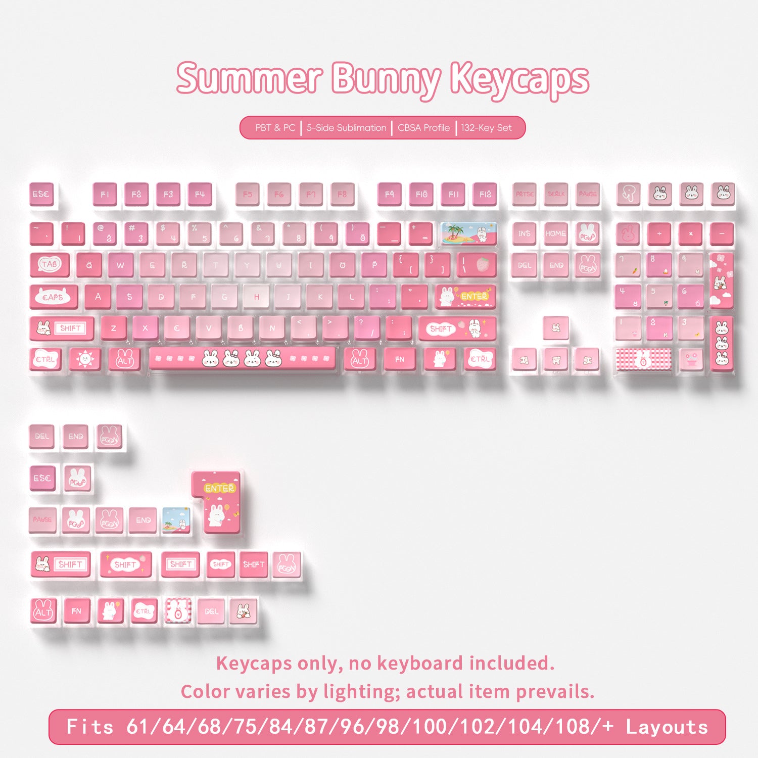 Summer Bunny 4-Sided Backlight Keycaps