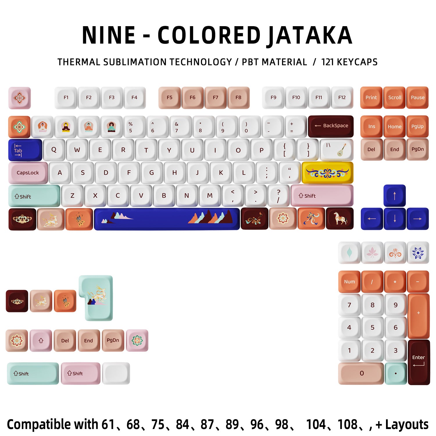 Nine Colored Jataka Keycaps