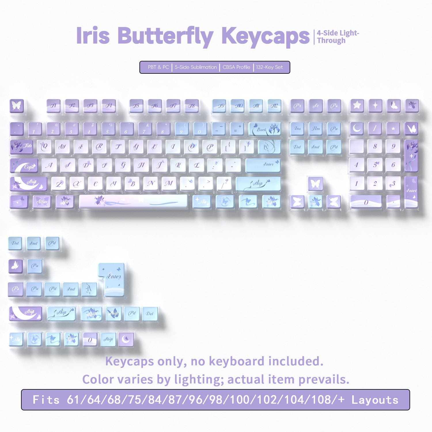 Iris Butterfly Four-Sided Backlight Keycaps