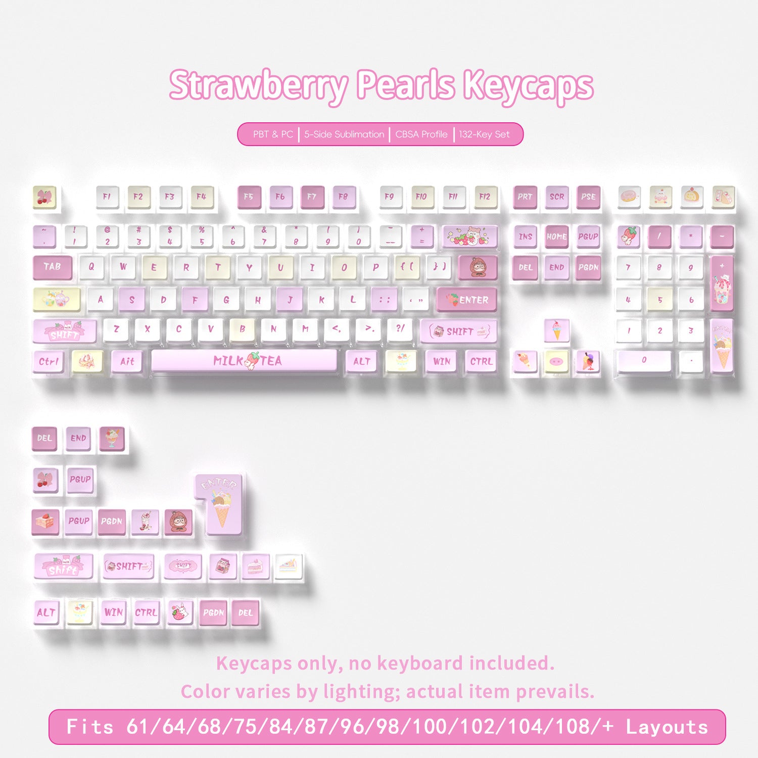 Strawberry Pearls Four-Sided Backlight Keycaps