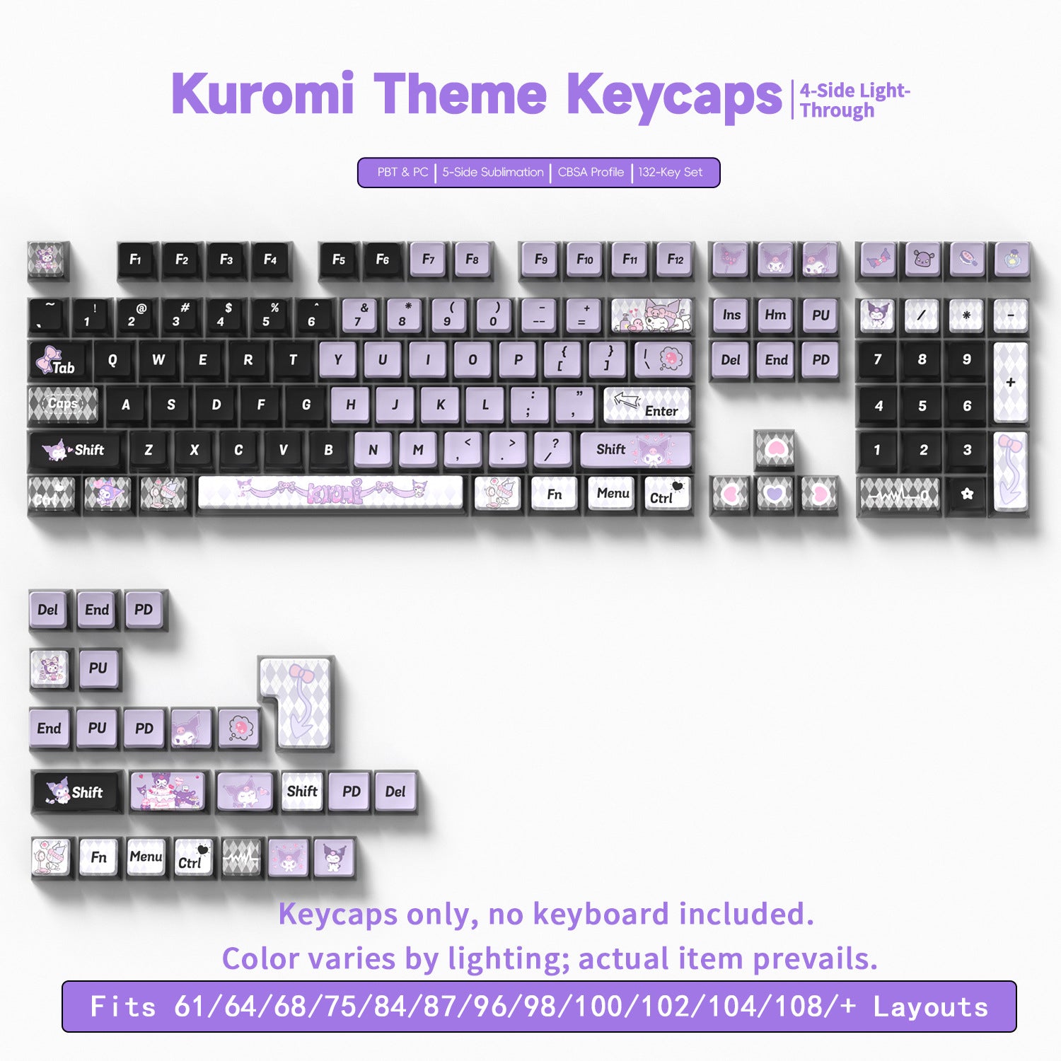 Kuromi Four-Sided Backlight Keycaps