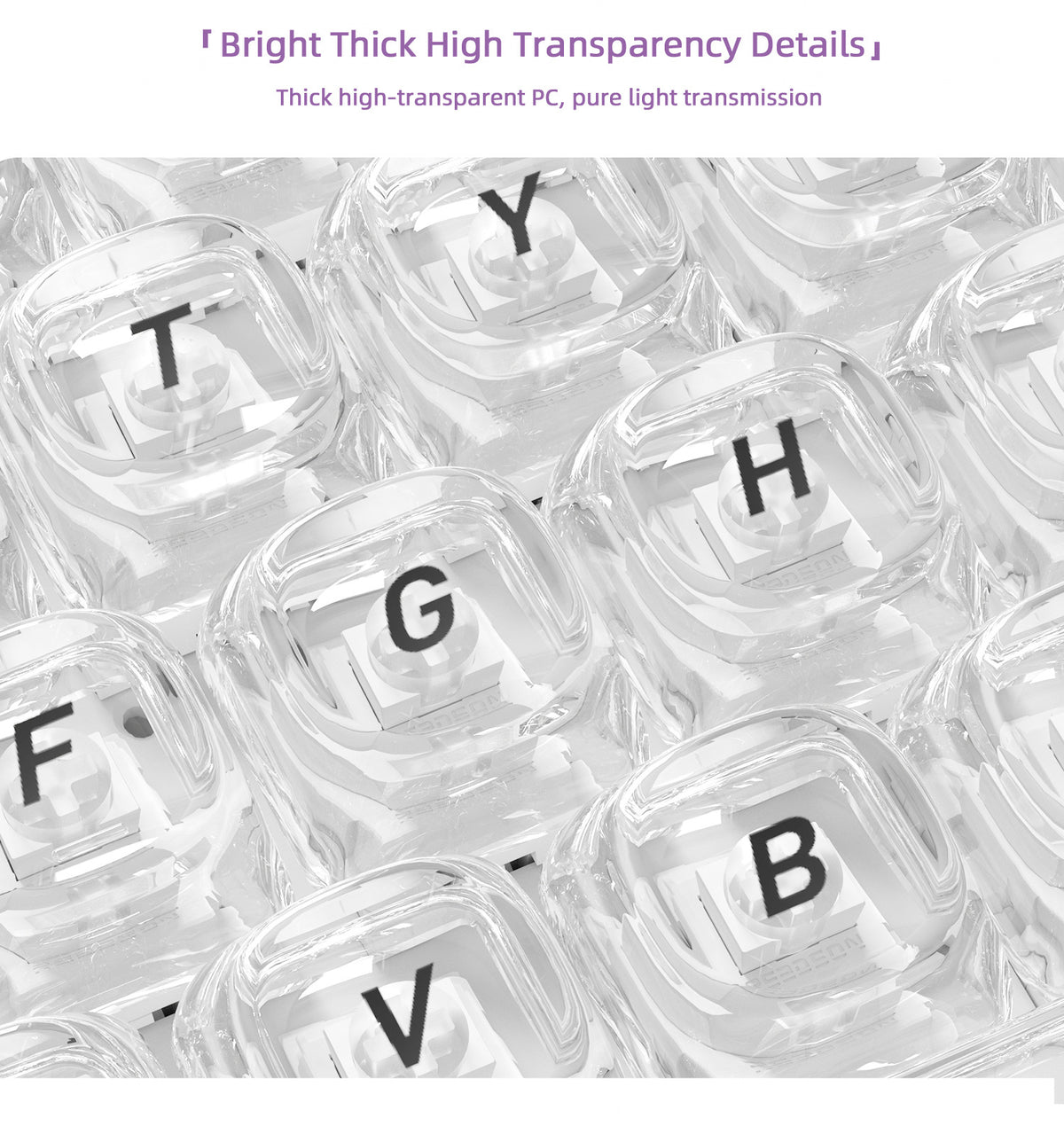 Transparent Boxed Keycaps 132 Keys PC Material MOA Profile UV Process Keycaps For MX Switch Wooting Aula F75 Mechanical Keyboard