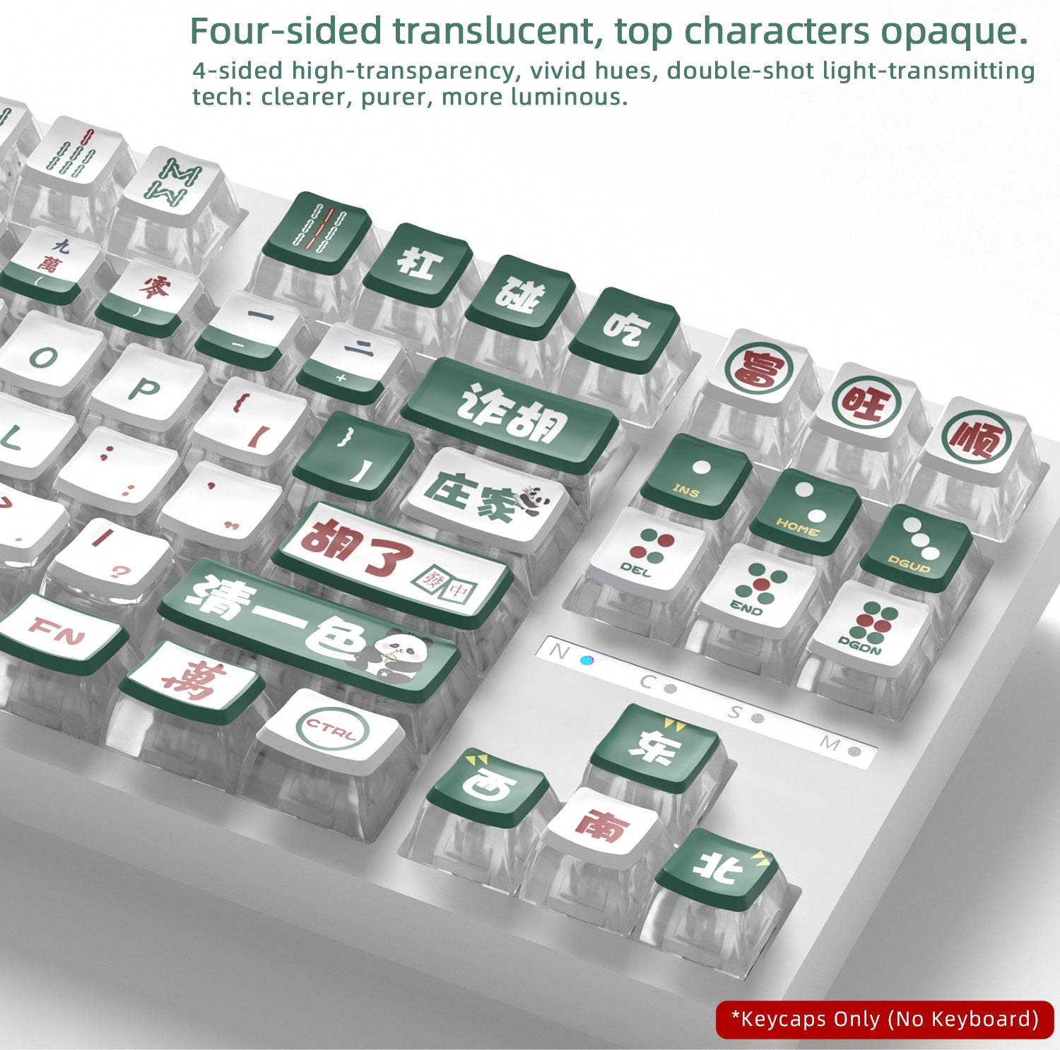 Panda Mahjong Four-Sided Backlight Keycaps