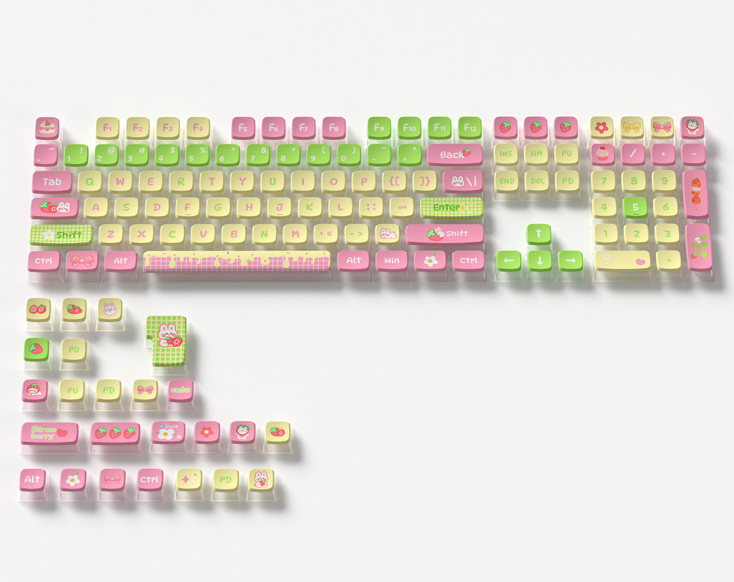 Strawberry Rabbit Four-Sided Backlight Keycaps