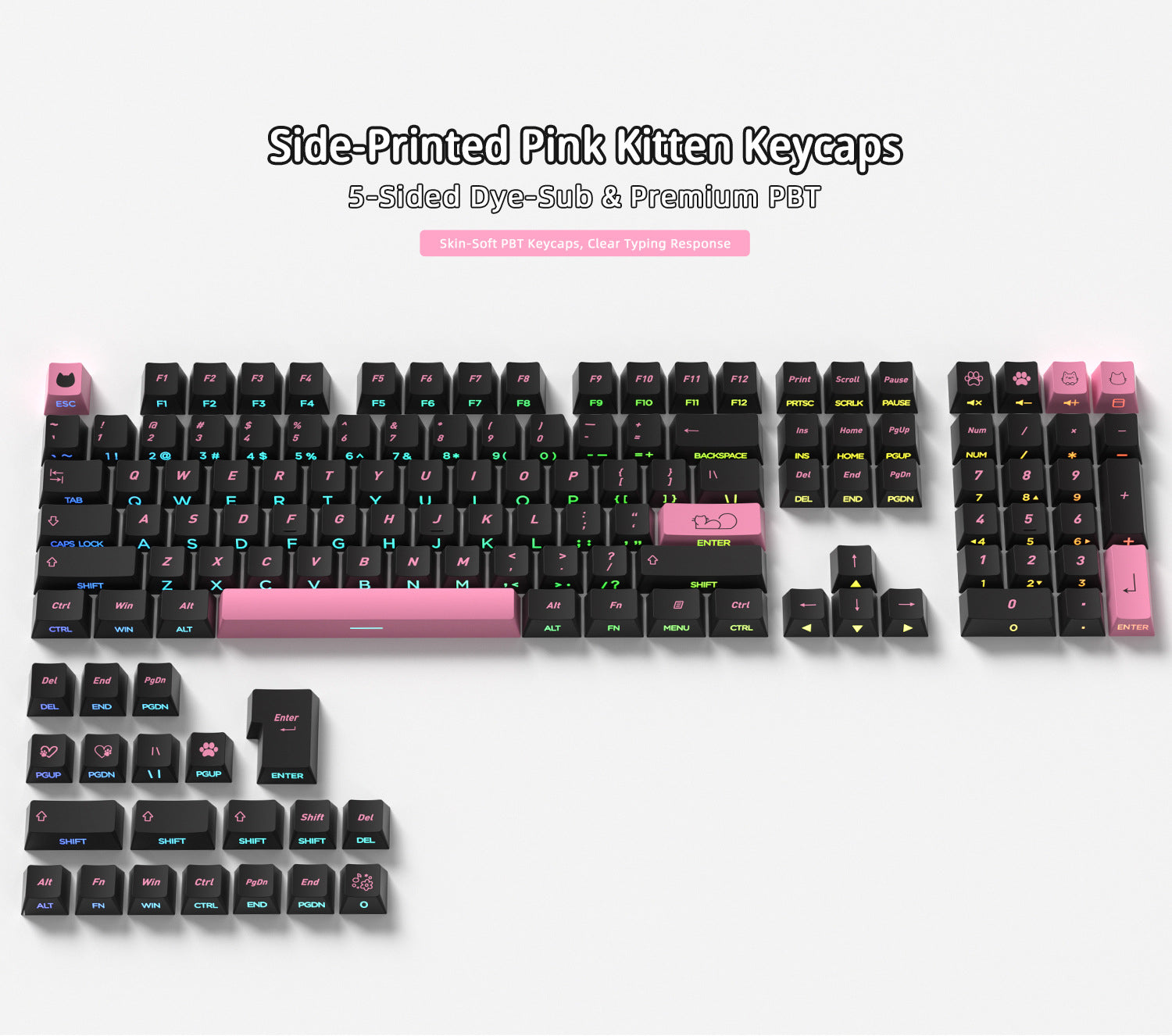 Pink Kitten Side Backlight Keycaps