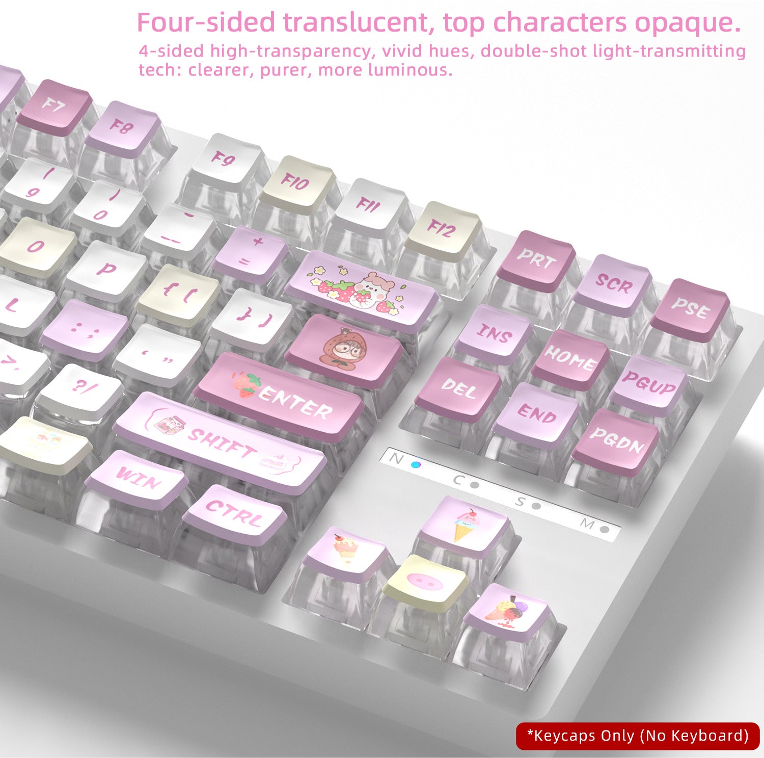 Strawberry Pearls Four-Sided Backlight Keycaps