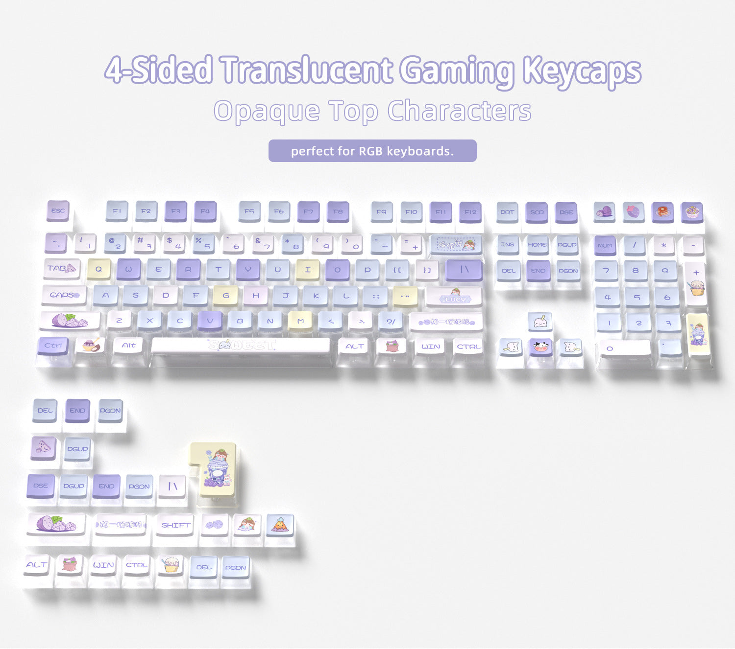 Boba Milk Tea Four-Sided Backlight Keycaps