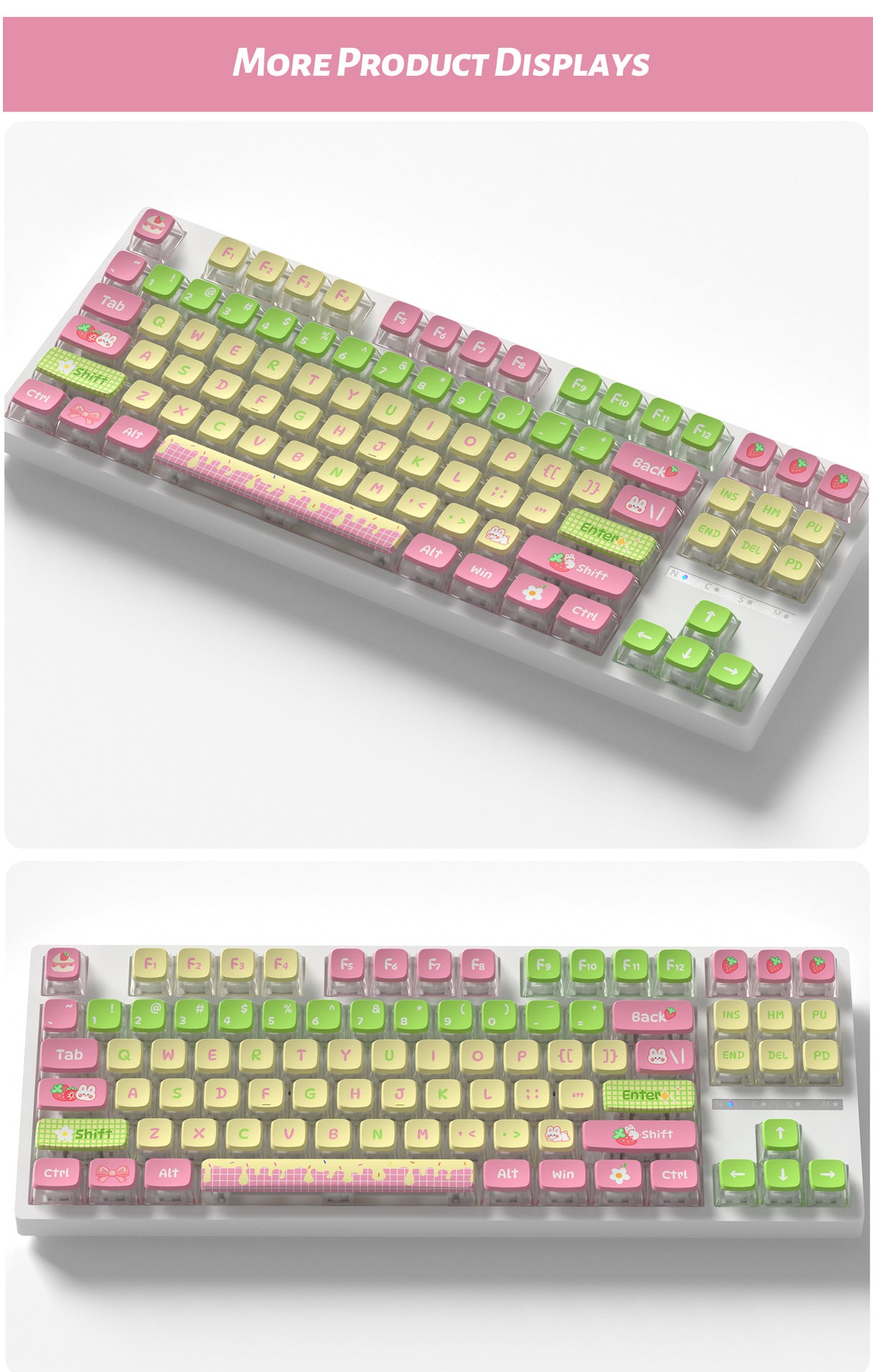 Strawberry Rabbit Four-Sided Backlight Keycaps