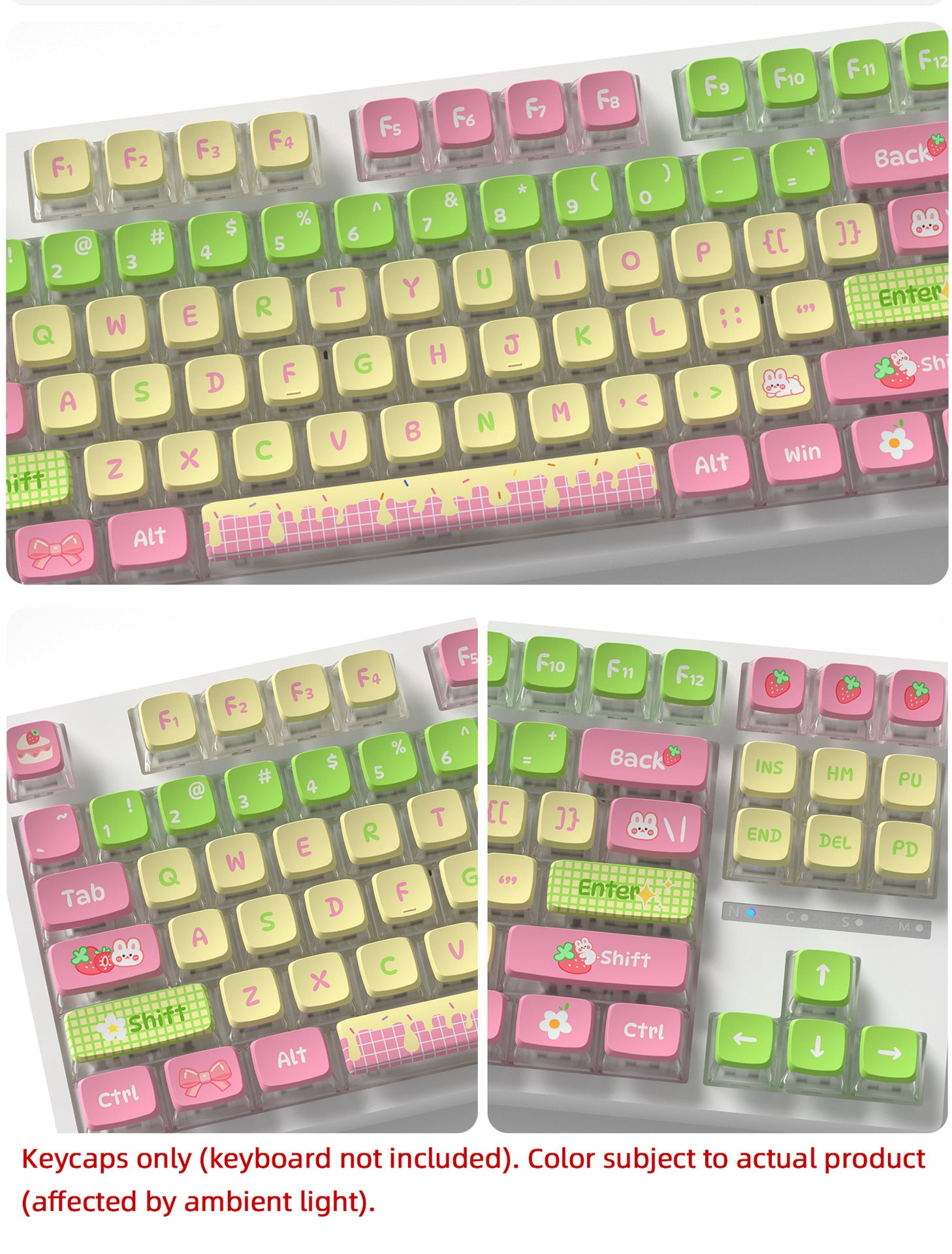 Strawberry Rabbit Four-Sided Backlight Keycaps