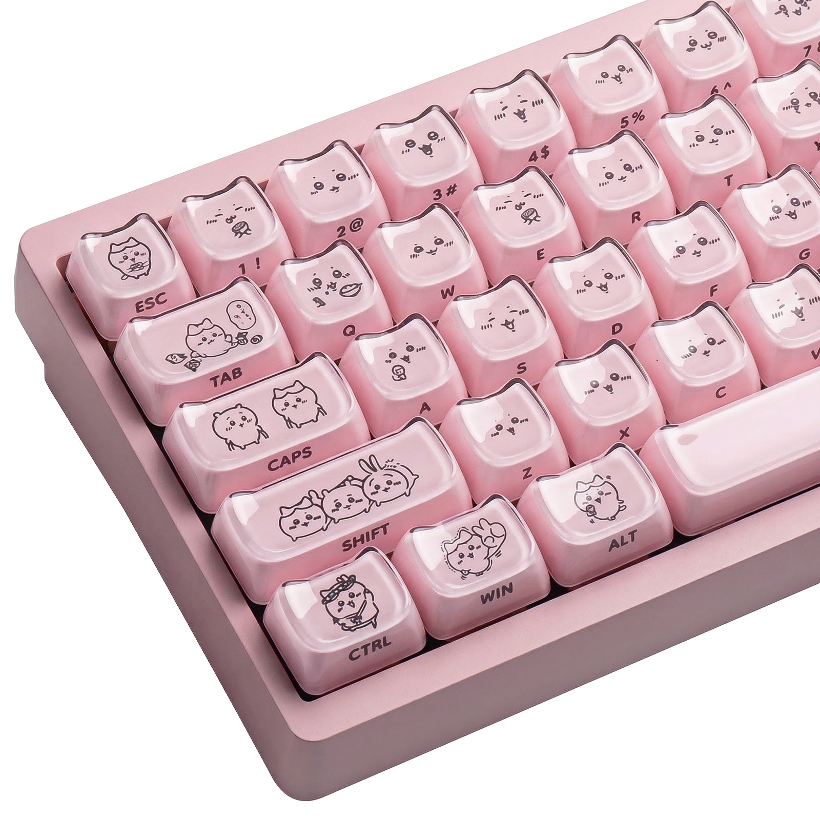 Crystal Hachiware Pink Keycaps