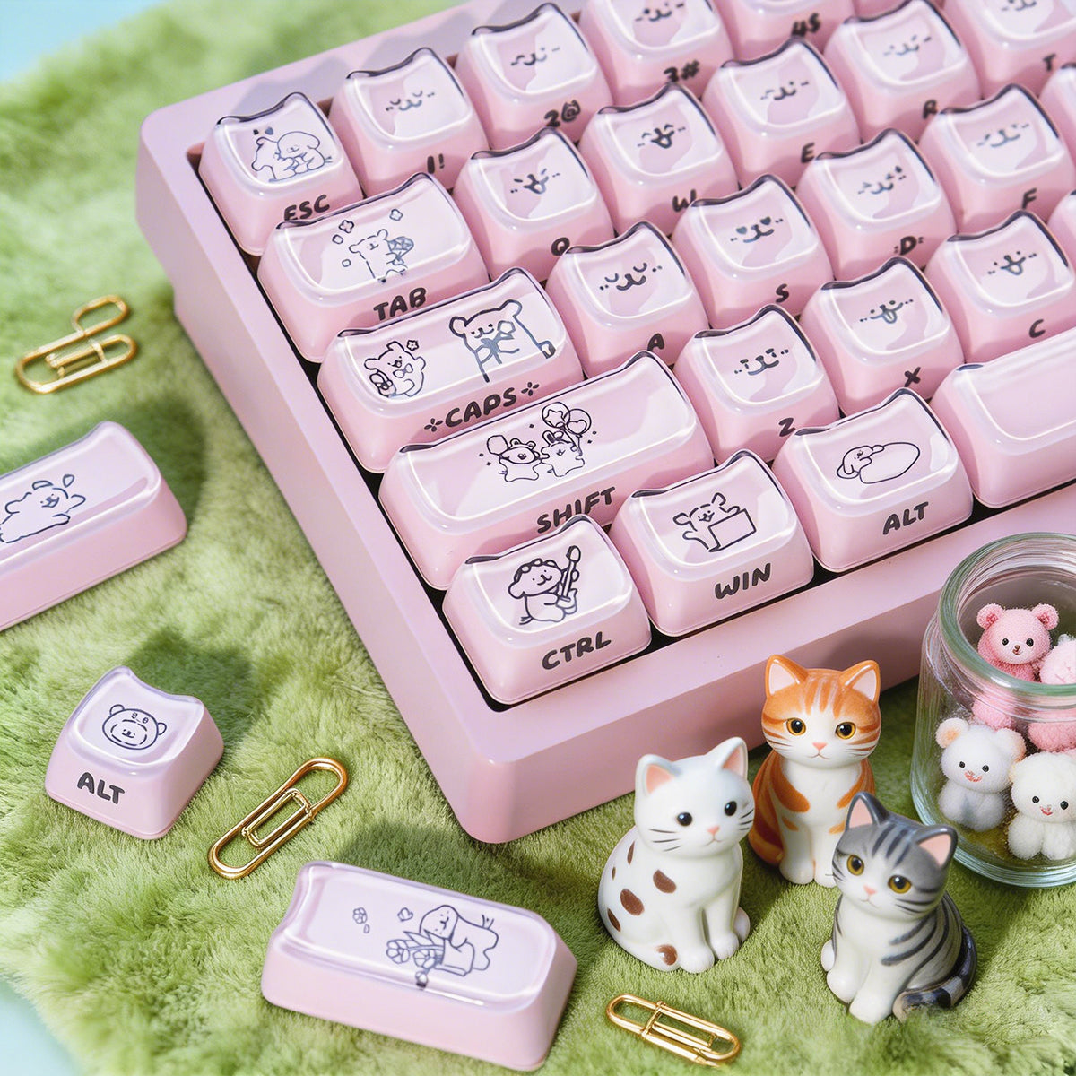 Crystal Line Dog Pink Keycaps