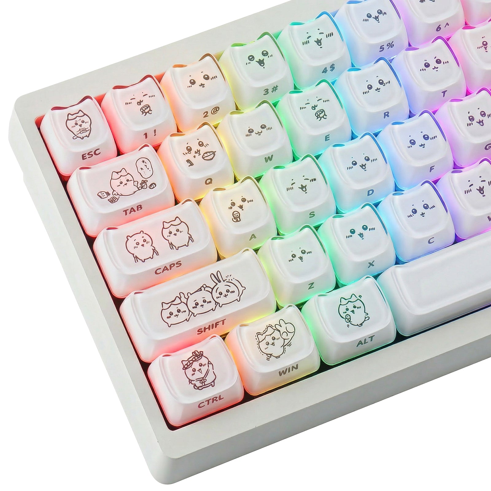 Crystal Hachiware White Keycaps - joorkey