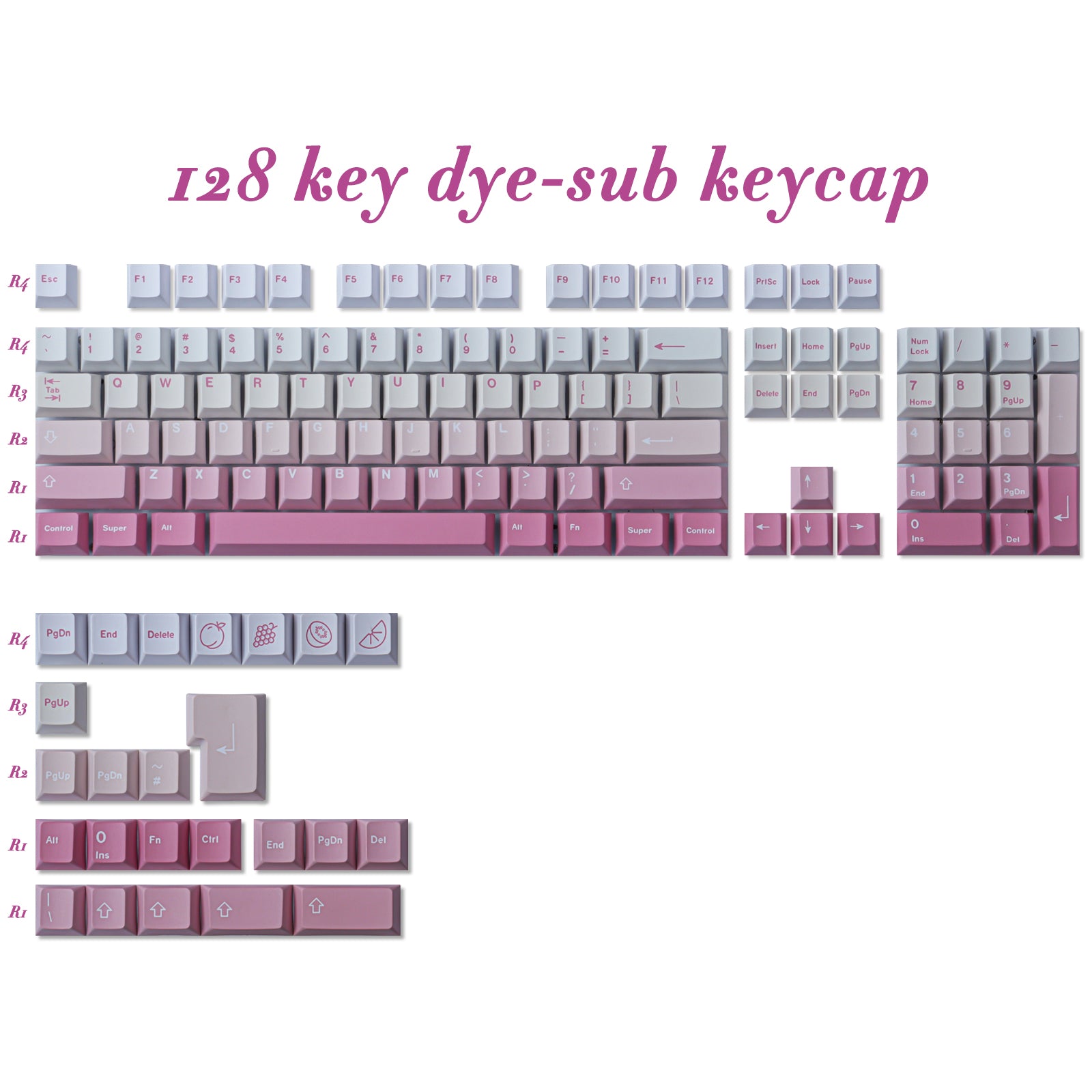 Pink White Gradient keycaps