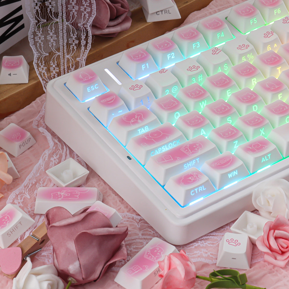 Rouge Kitten Side Backlight Keycaps