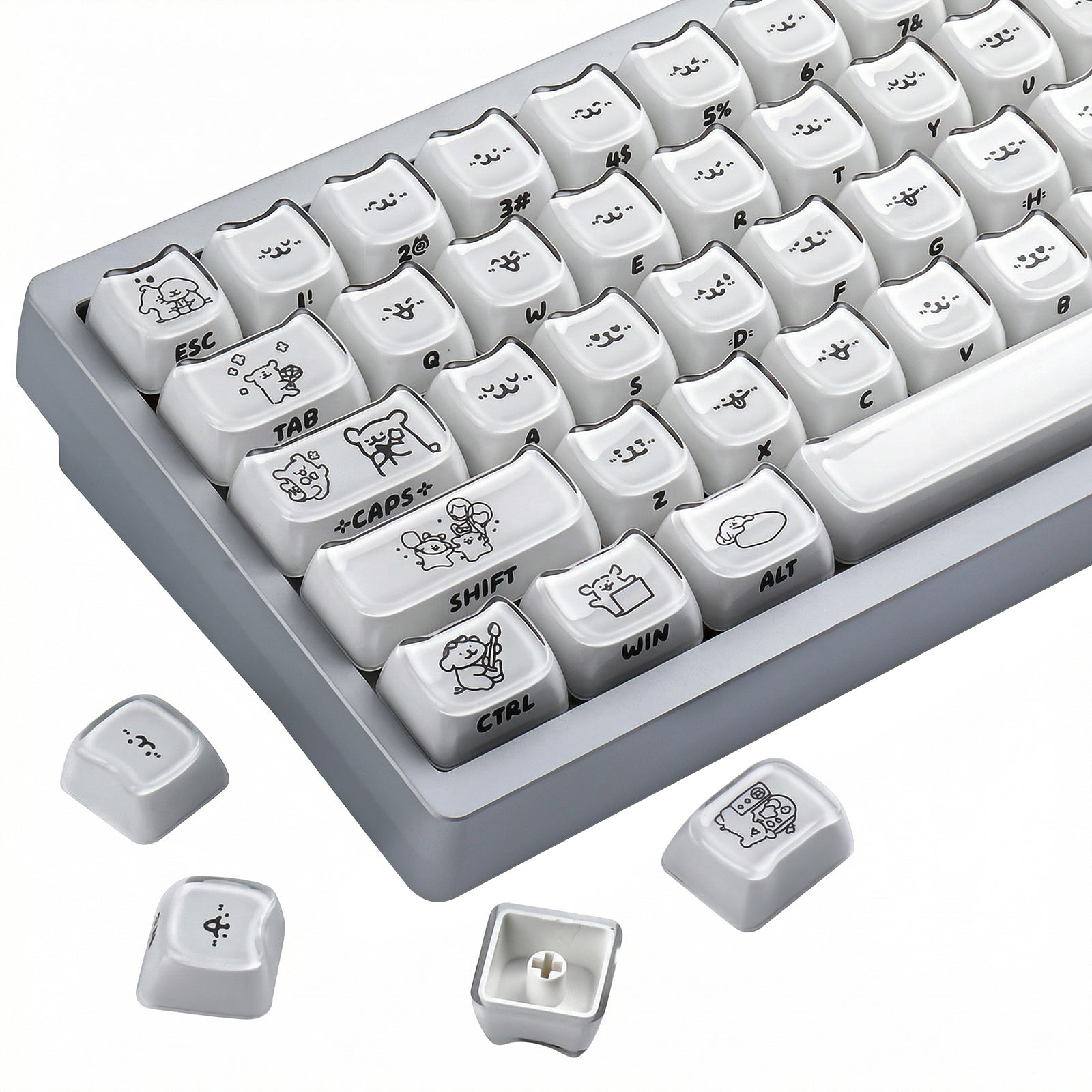 Crystal Line Dog White Keycaps