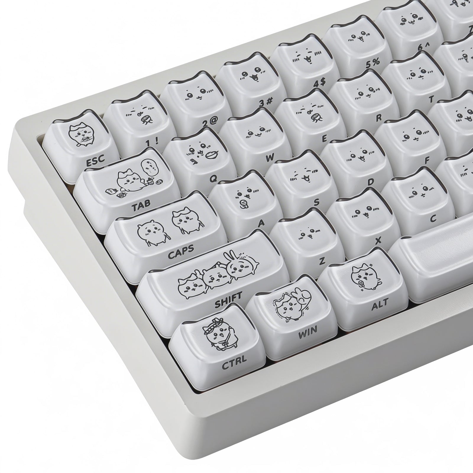 Crystal Hachiware White Keycaps - joorkey