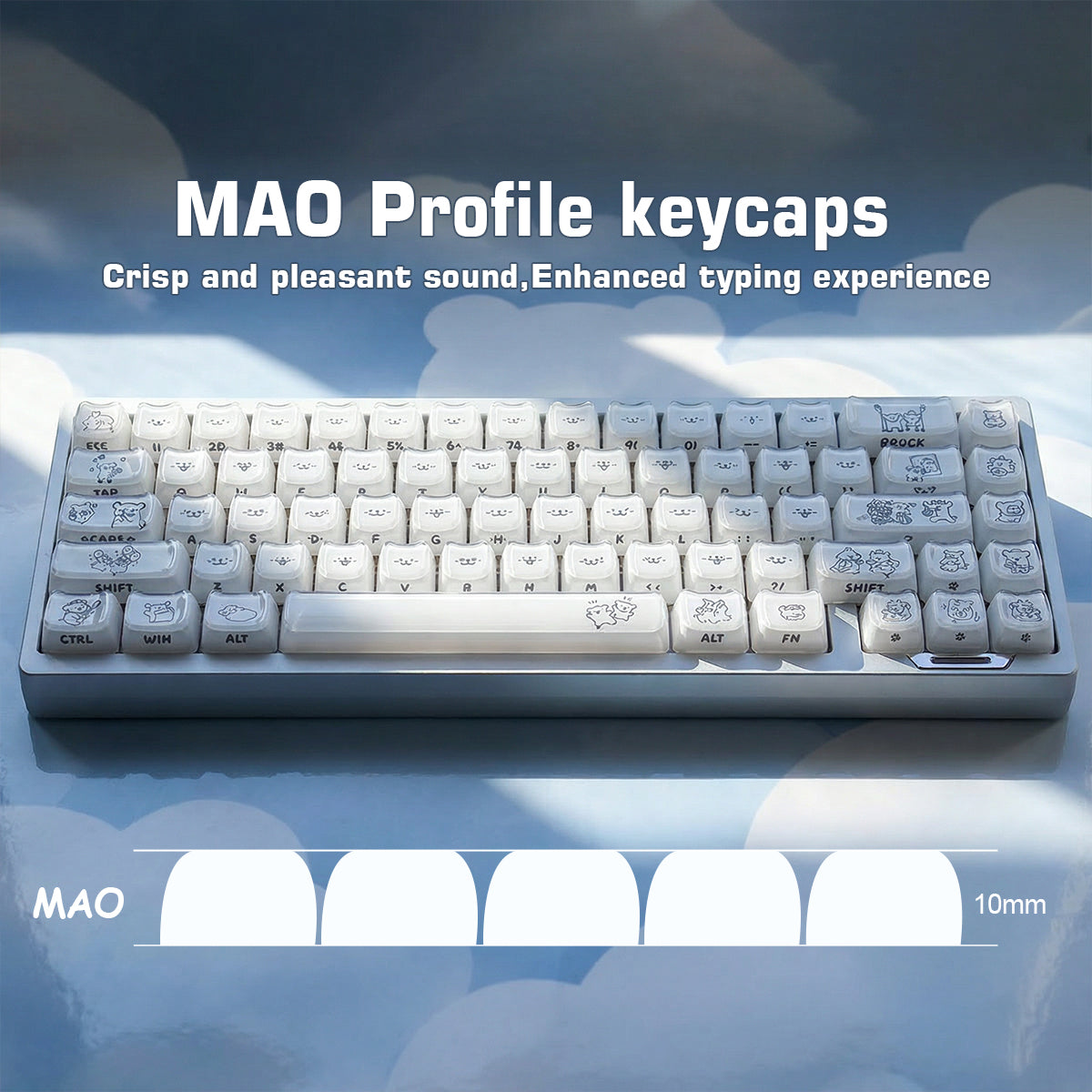 Crystal Line Dog White Keycaps