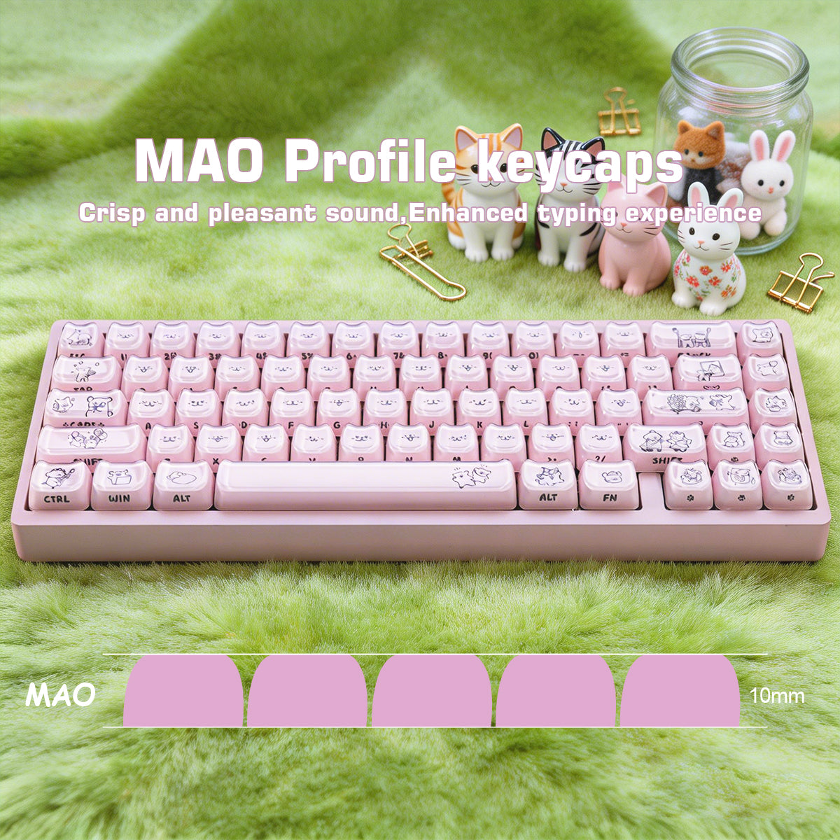 Crystal Line Dog Pink Keycaps