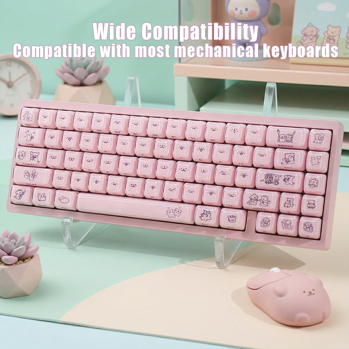 Crystal Line Dog Pink Keycaps
